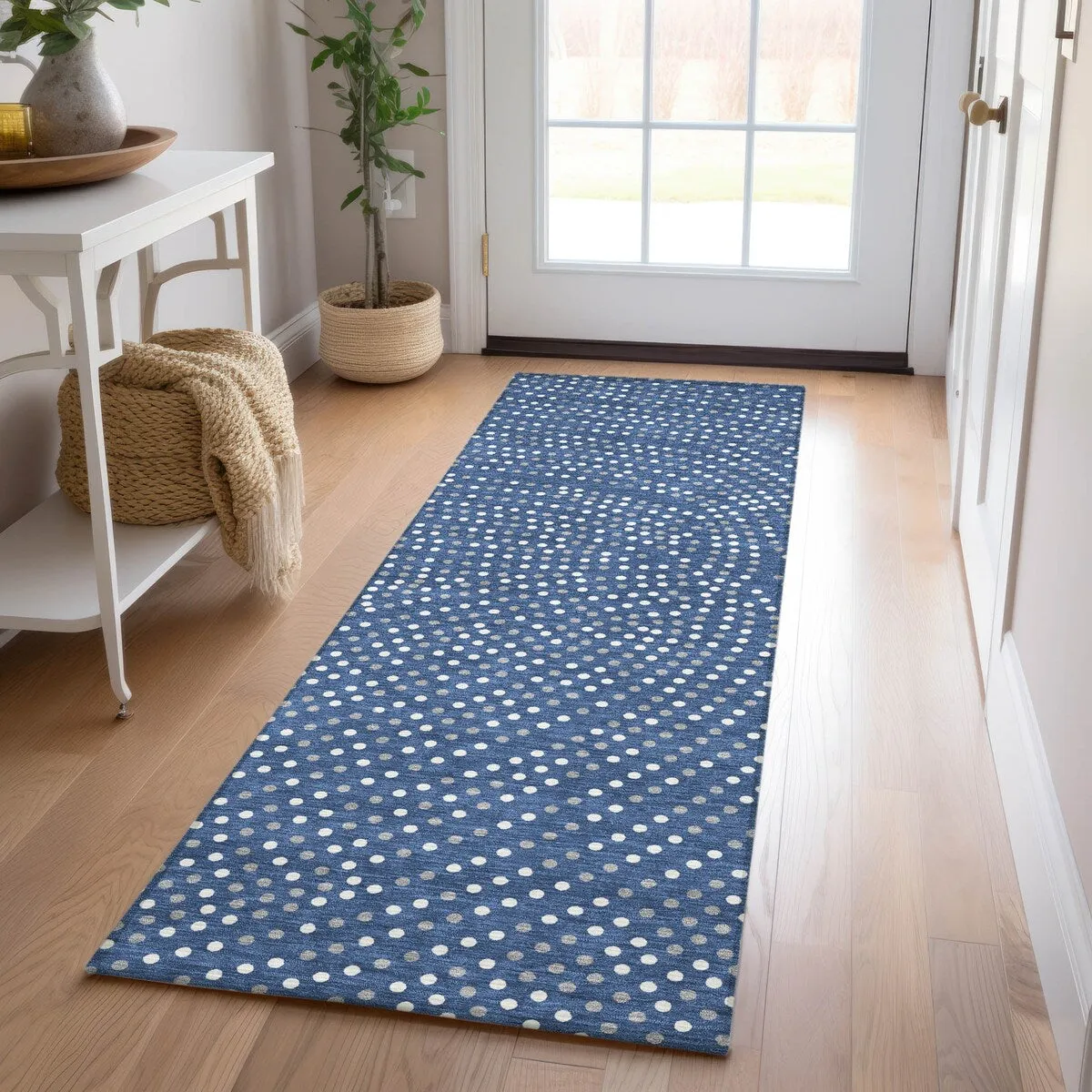 Machine Washable Indoor/ Outdoor Modern Dotty Chantille Rug