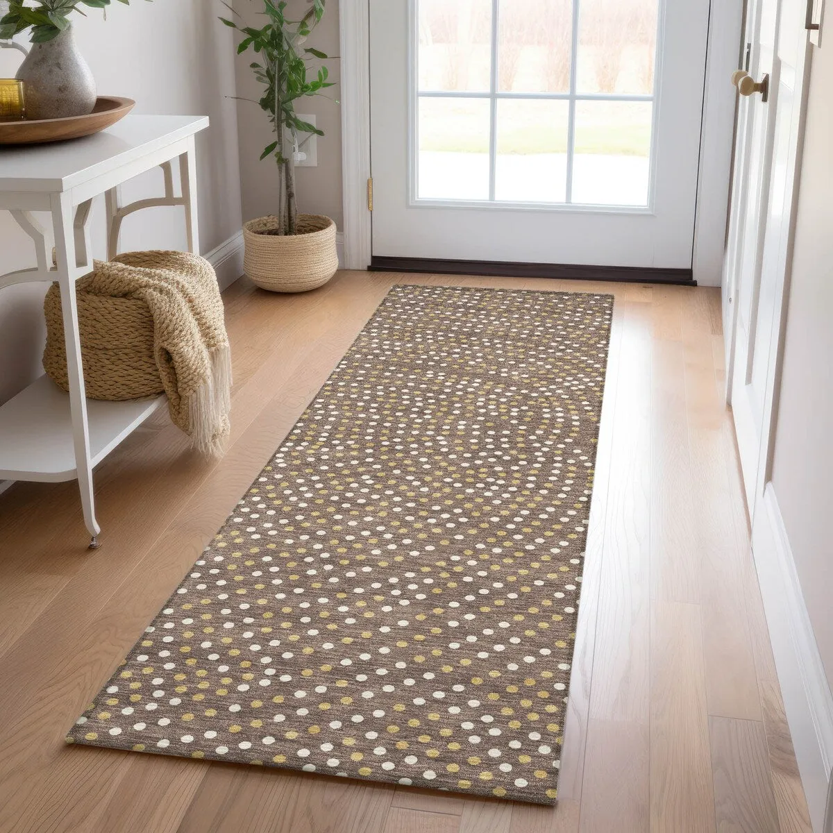 Machine Washable Indoor/ Outdoor Modern Dotty Chantille Rug