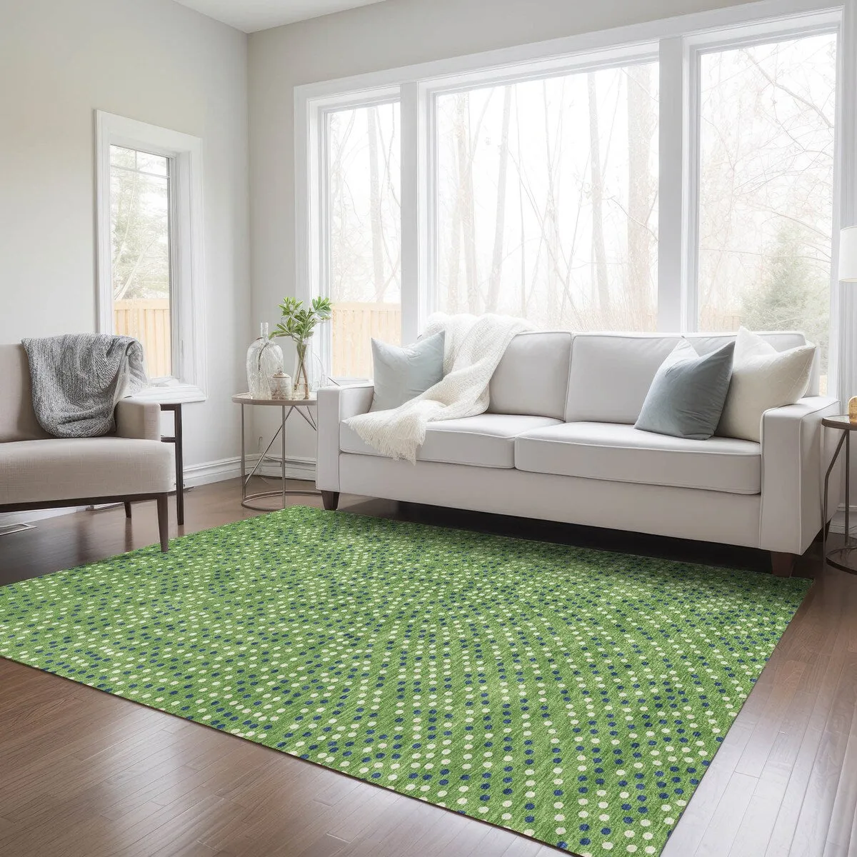 Machine Washable Indoor/ Outdoor Modern Dotty Chantille Rug