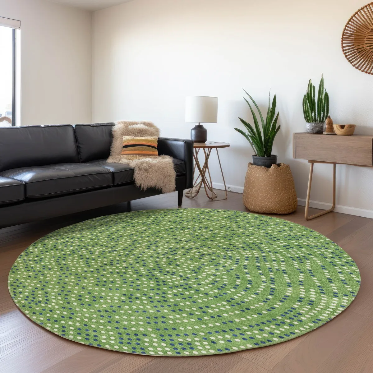 Machine Washable Indoor/ Outdoor Modern Dotty Chantille Rug