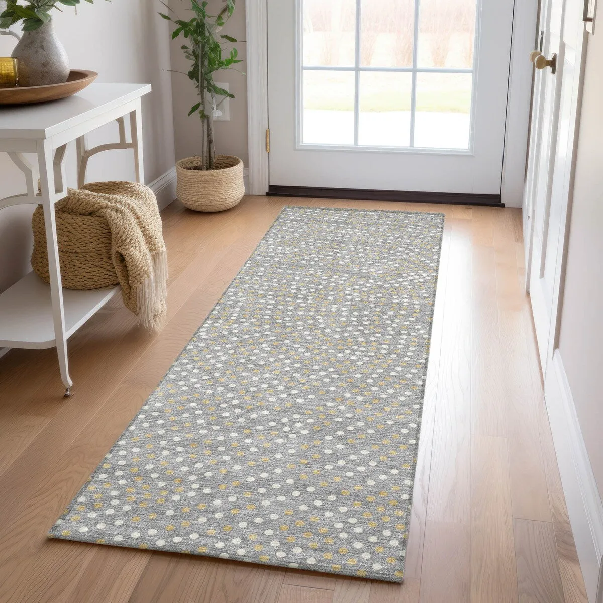 Machine Washable Indoor/ Outdoor Modern Dotty Chantille Rug