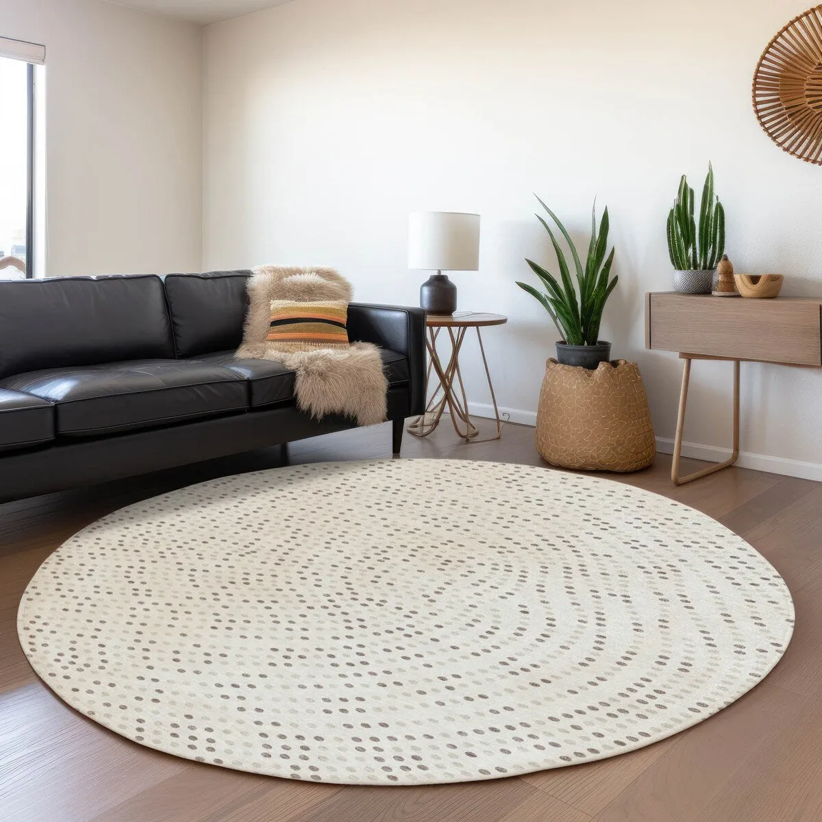 Machine Washable Indoor/ Outdoor Modern Dotty Chantille Rug