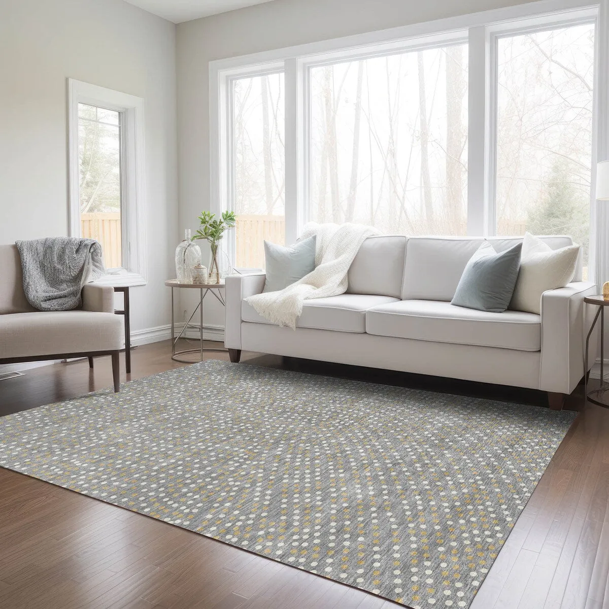 Machine Washable Indoor/ Outdoor Modern Dotty Chantille Rug