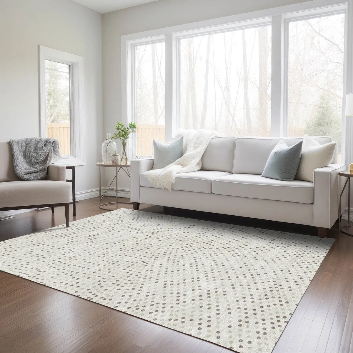Machine Washable Indoor/ Outdoor Modern Dotty Chantille Rug