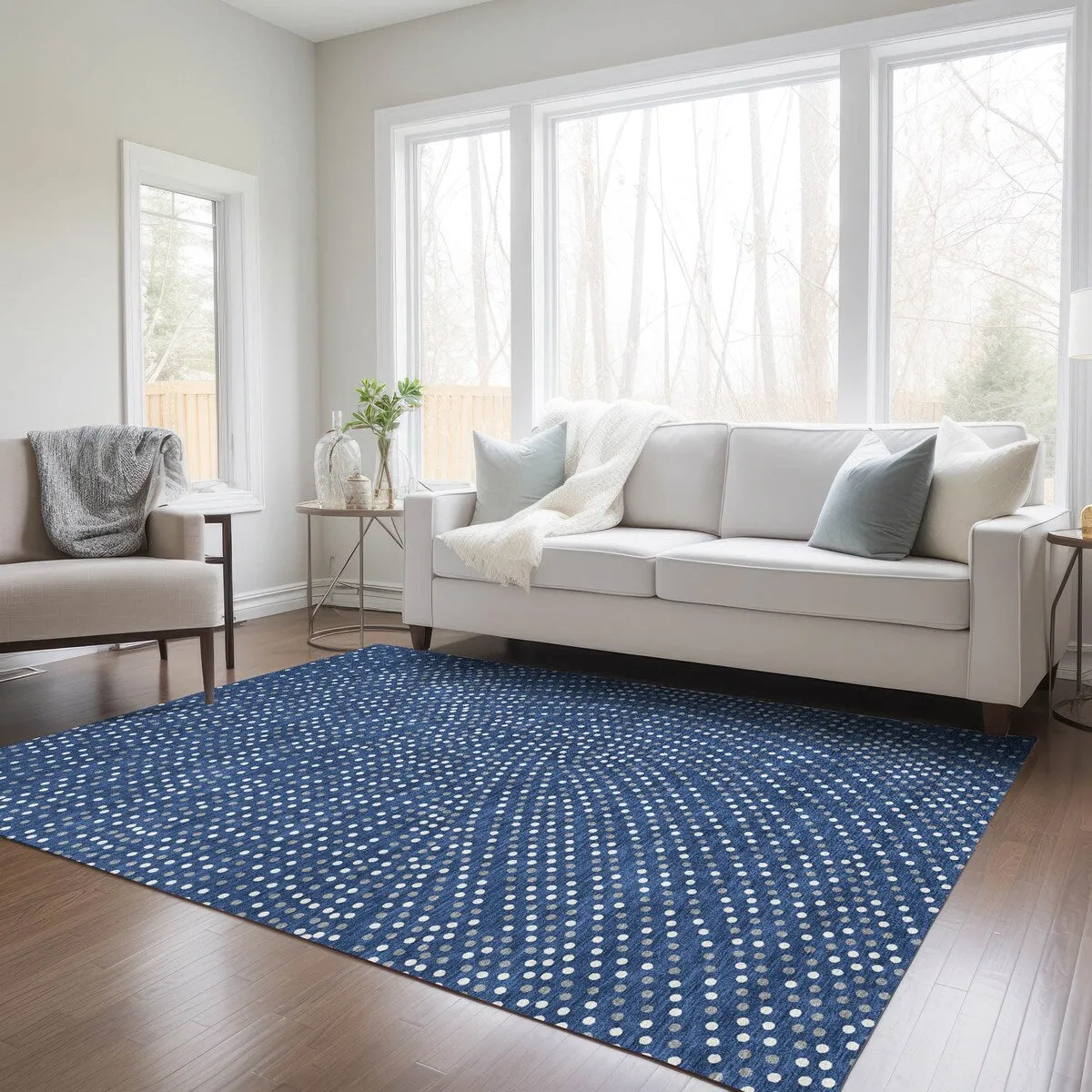 Machine Washable Indoor/ Outdoor Modern Dotty Chantille Rug