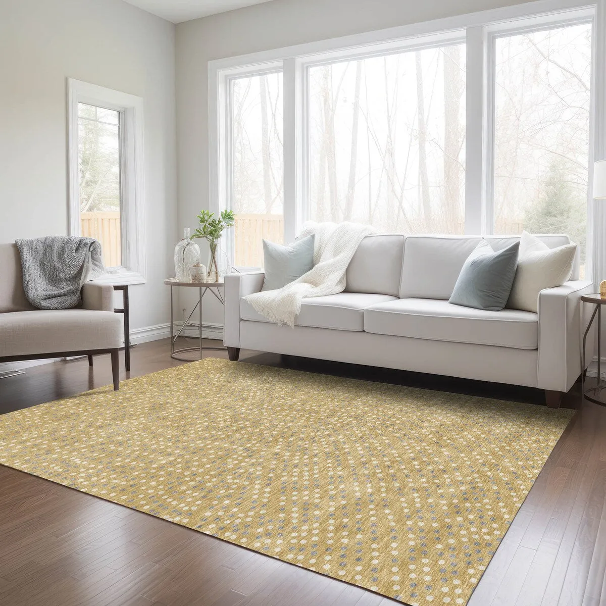 Machine Washable Indoor/ Outdoor Modern Dotty Chantille Rug