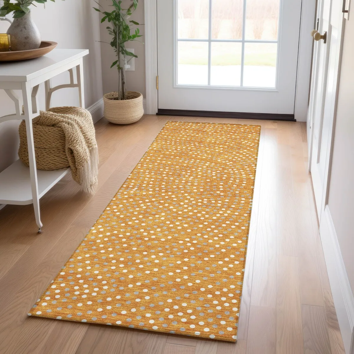 Machine Washable Indoor/ Outdoor Modern Dotty Chantille Rug