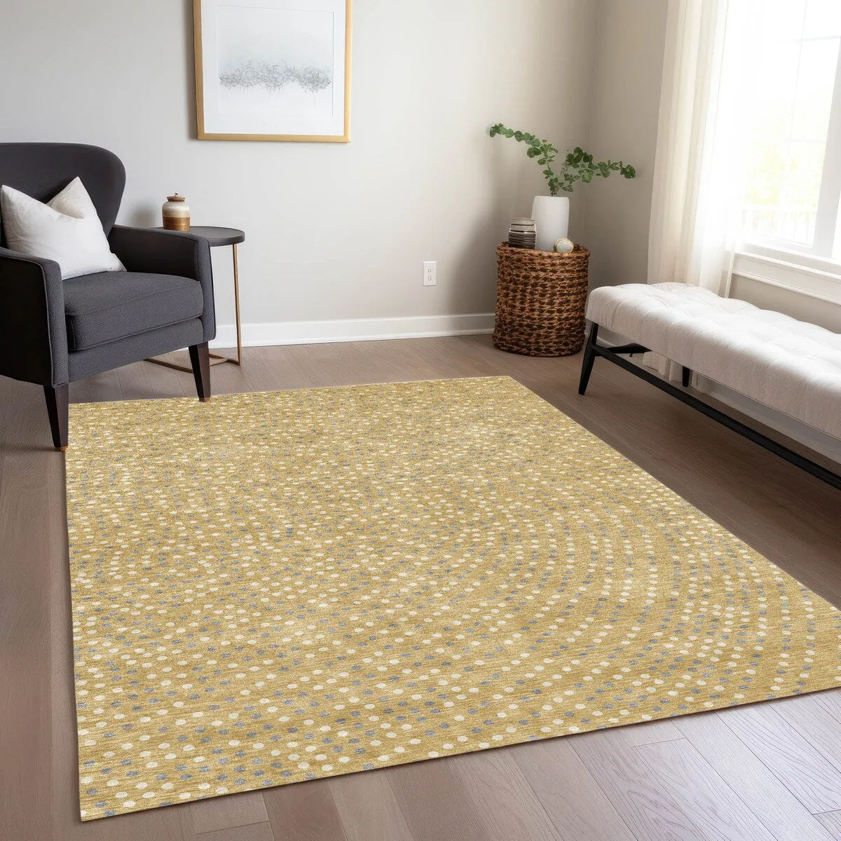 Machine Washable Indoor/ Outdoor Modern Dotty Chantille Rug