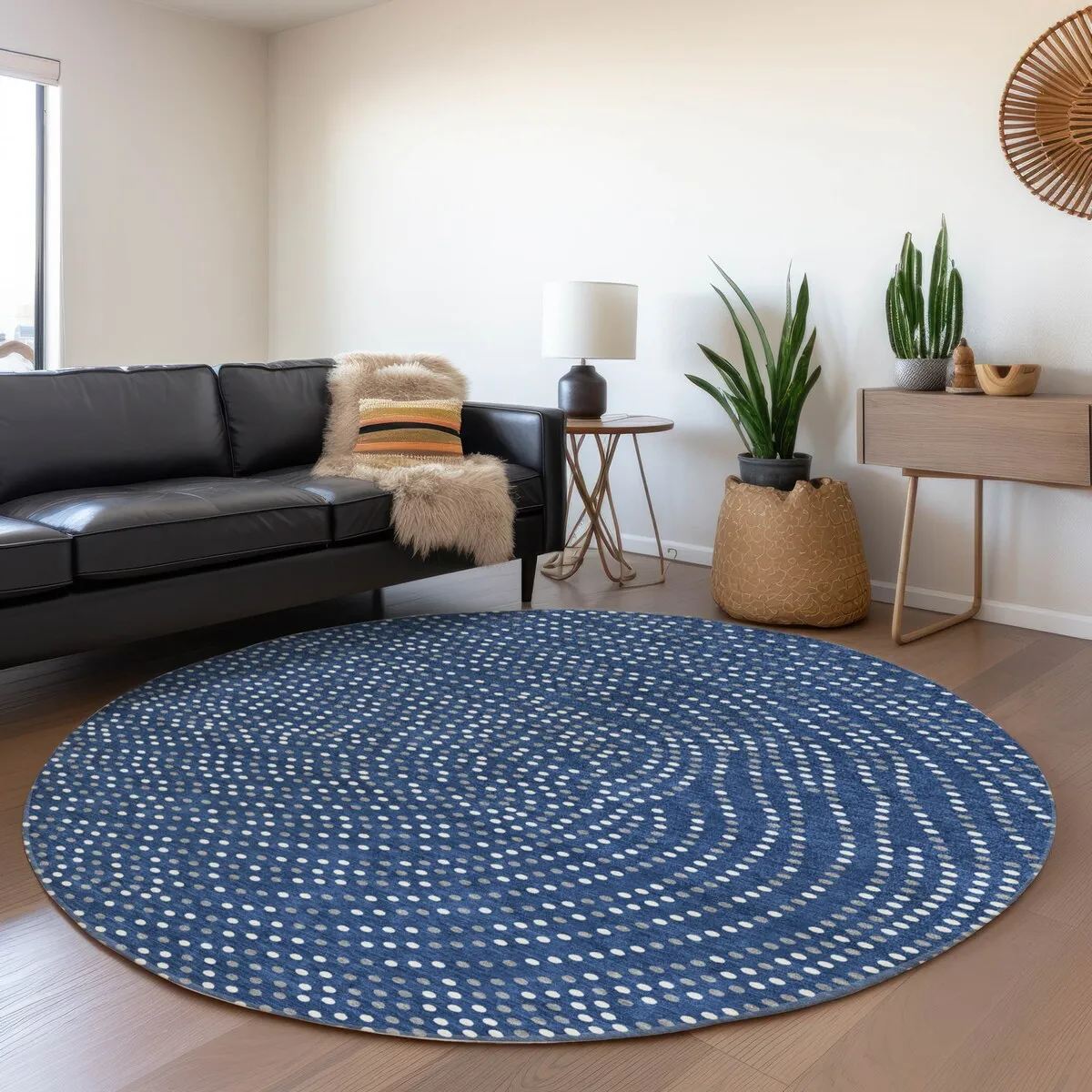 Machine Washable Indoor/ Outdoor Modern Dotty Chantille Rug