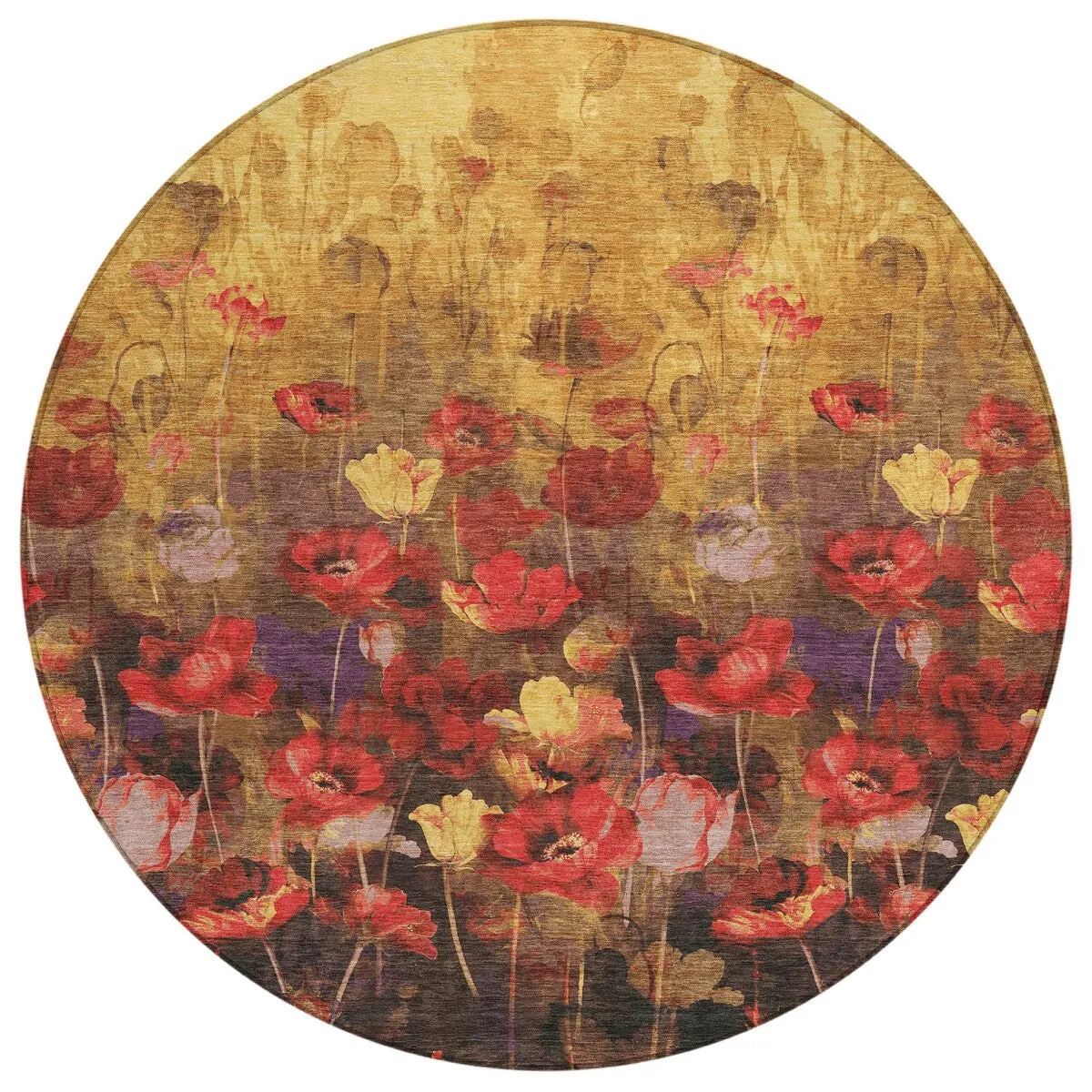 Machine Washable Indoor/ Outdoor Modern Floral Chantille Rug