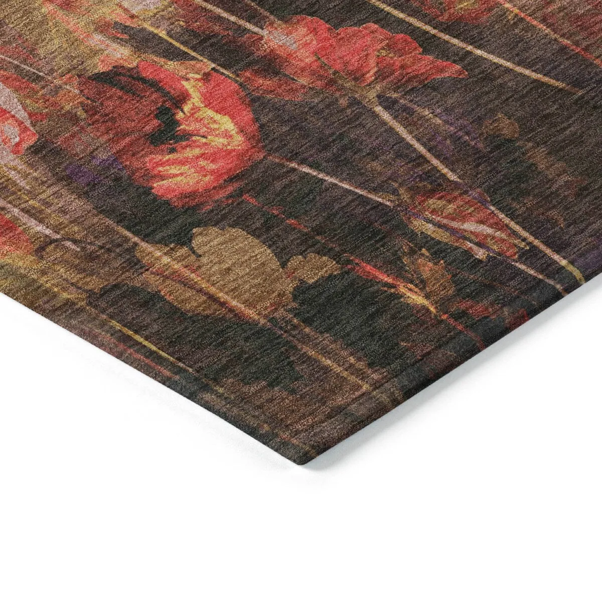Machine Washable Indoor/ Outdoor Modern Floral Chantille Rug
