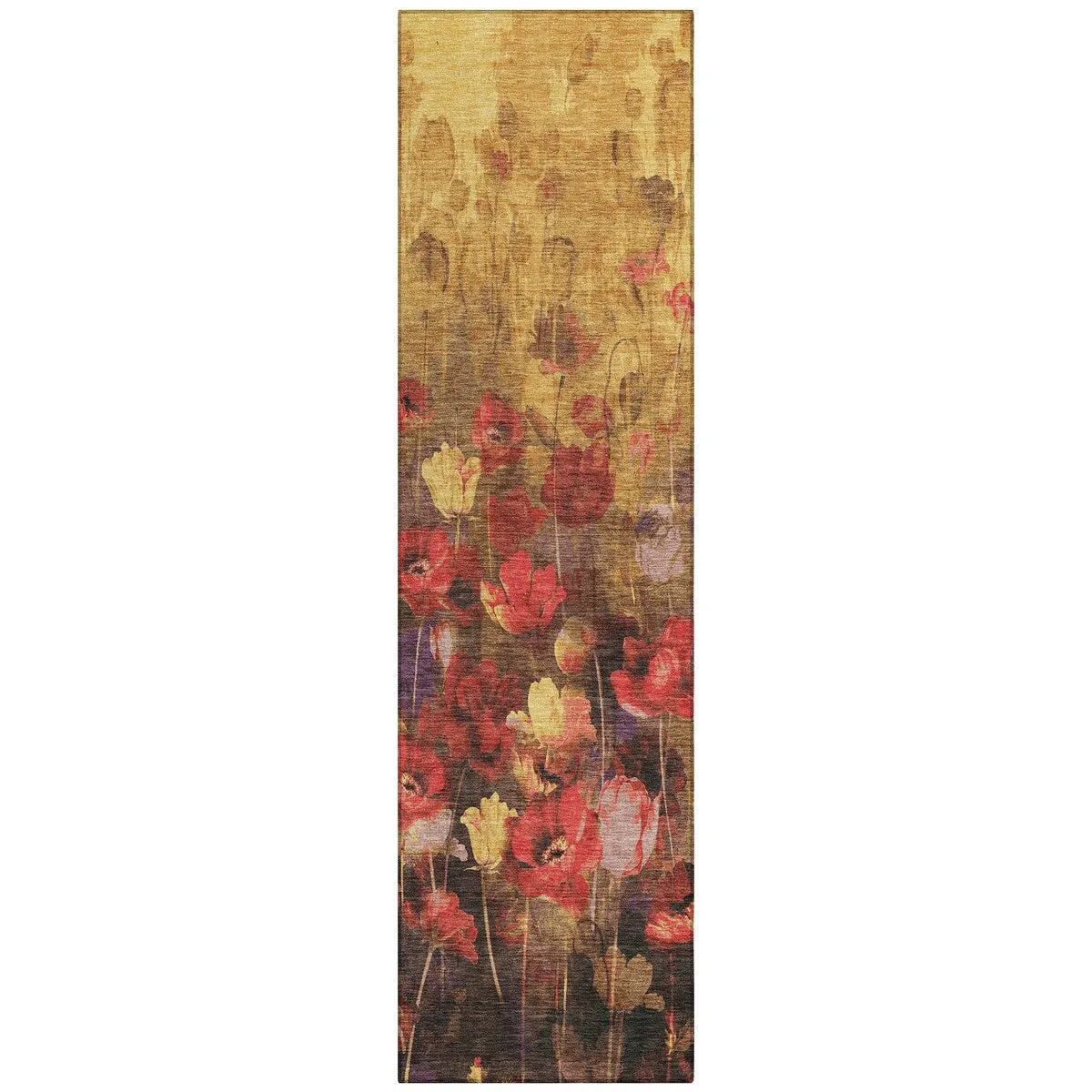 Machine Washable Indoor/ Outdoor Modern Floral Chantille Rug