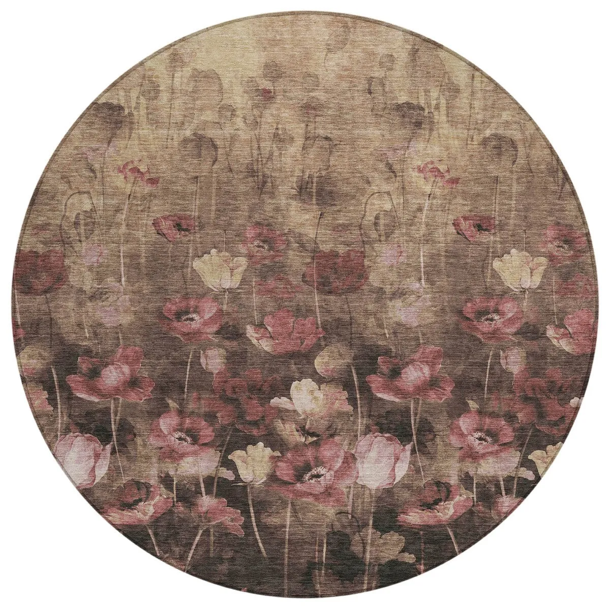 Machine Washable Indoor/ Outdoor Modern Floral Chantille Rug