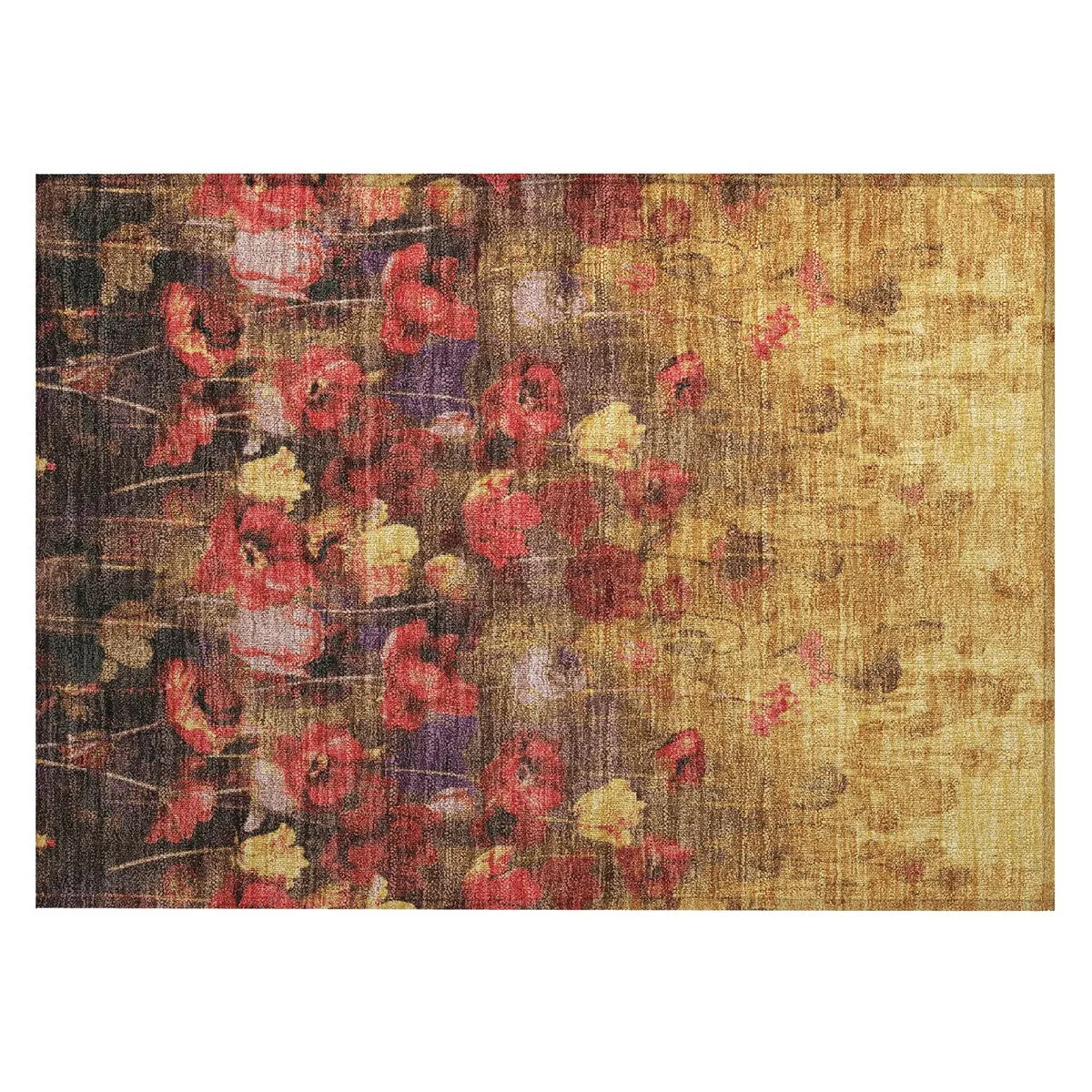 Machine Washable Indoor/ Outdoor Modern Floral Chantille Rug