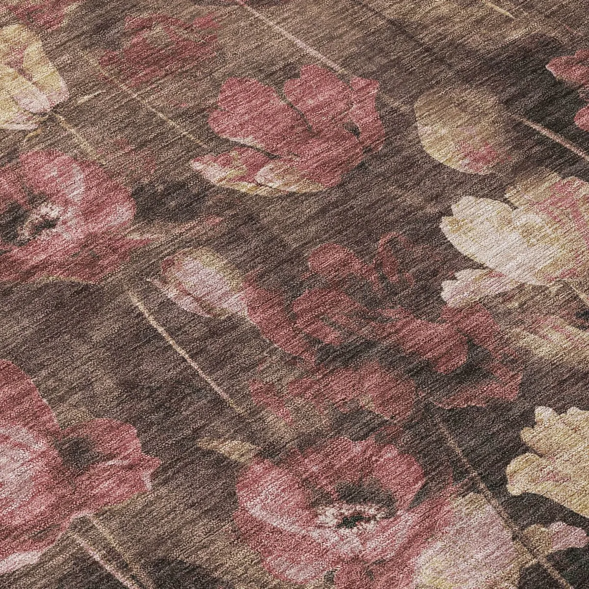 Machine Washable Indoor/ Outdoor Modern Floral Chantille Rug