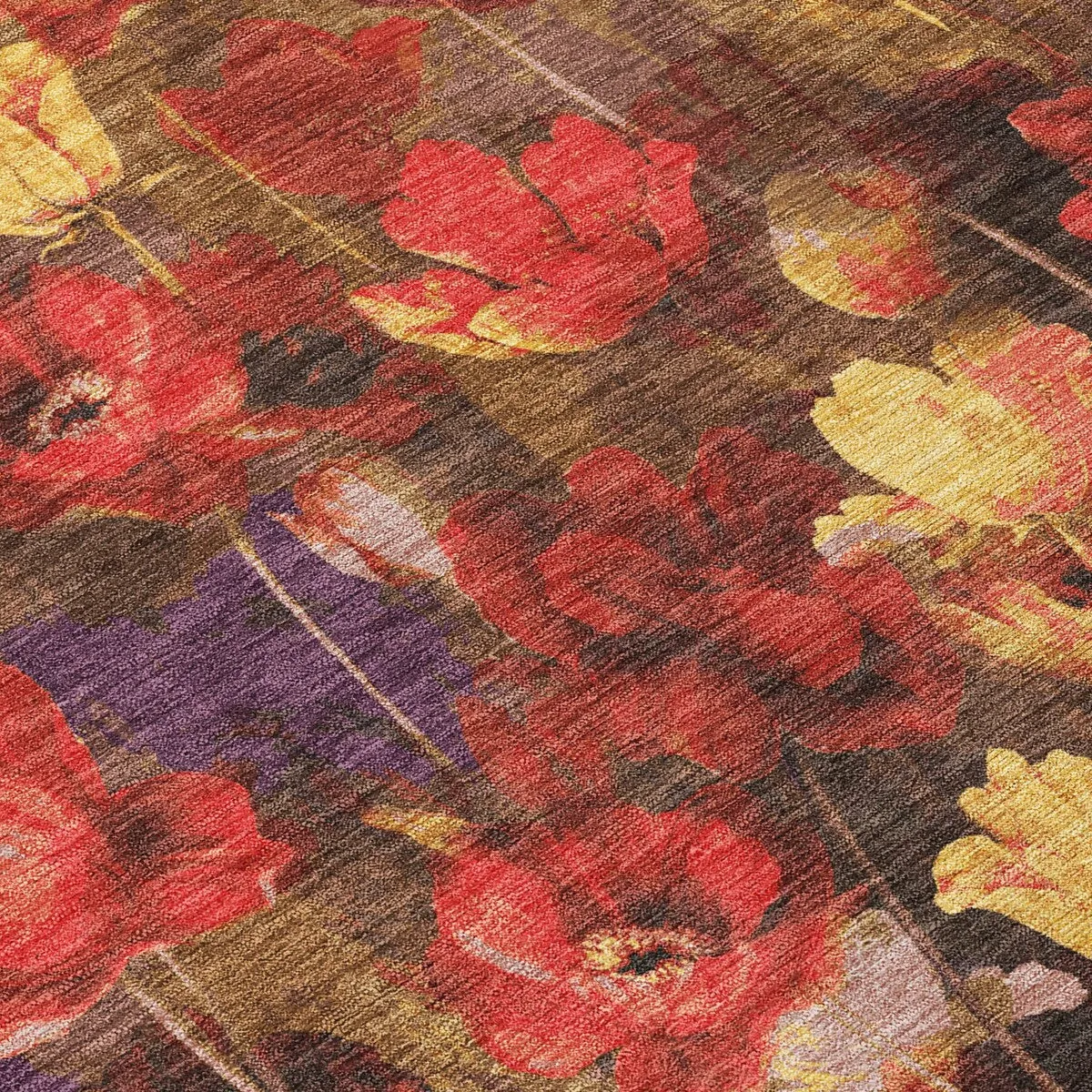 Machine Washable Indoor/ Outdoor Modern Floral Chantille Rug