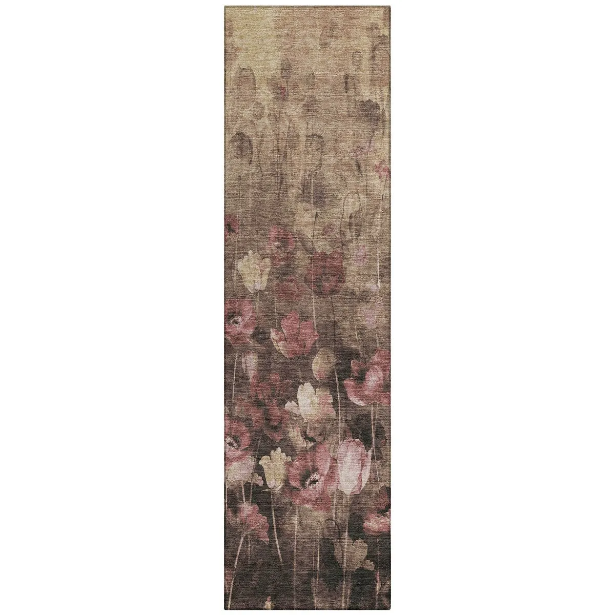 Machine Washable Indoor/ Outdoor Modern Floral Chantille Rug