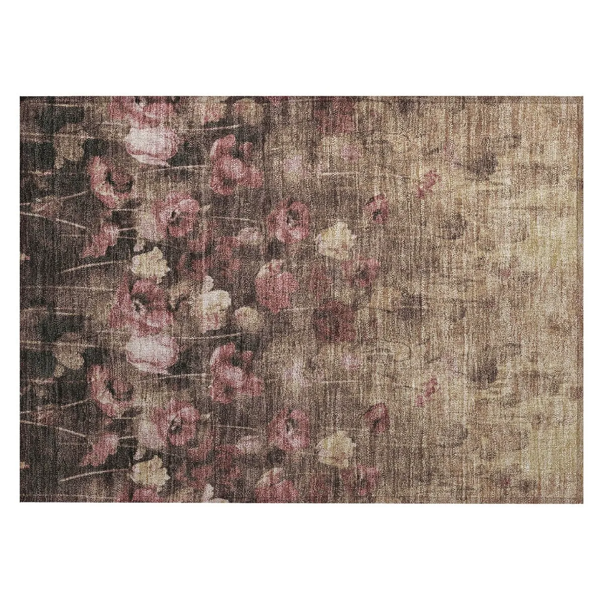 Machine Washable Indoor/ Outdoor Modern Floral Chantille Rug