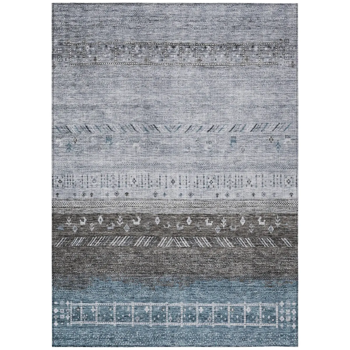 Machine Washable Indoor/ Outdoor Modern Global Chantille Rug