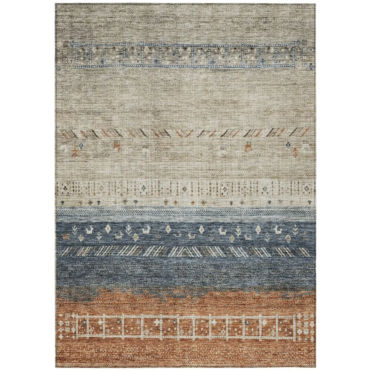 Machine Washable Indoor/ Outdoor Modern Global Chantille Rug