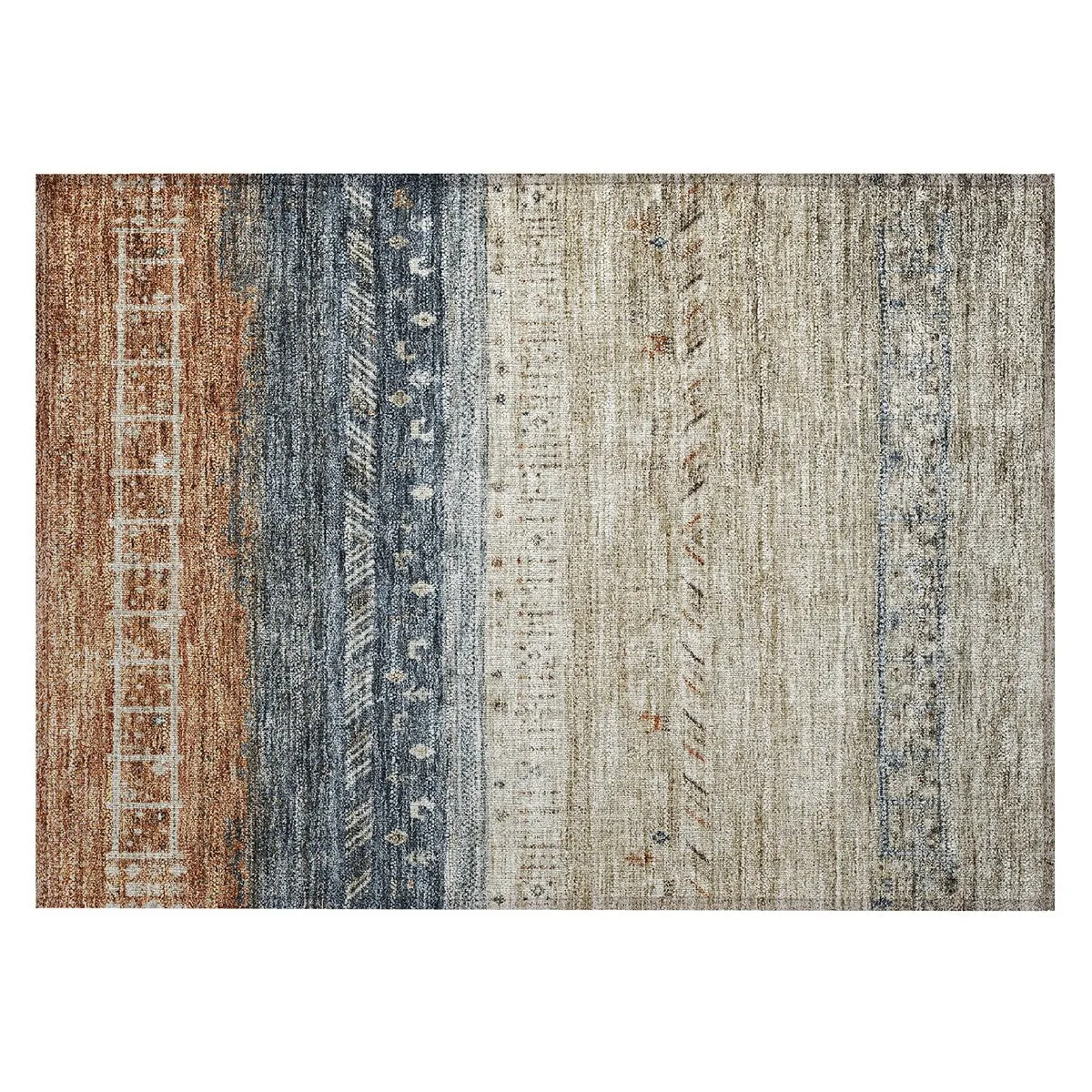 Machine Washable Indoor/ Outdoor Modern Global Chantille Rug