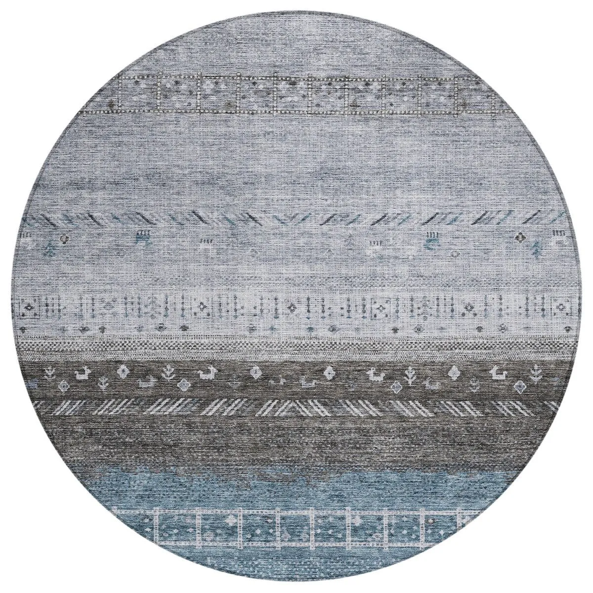 Machine Washable Indoor/ Outdoor Modern Global Chantille Rug