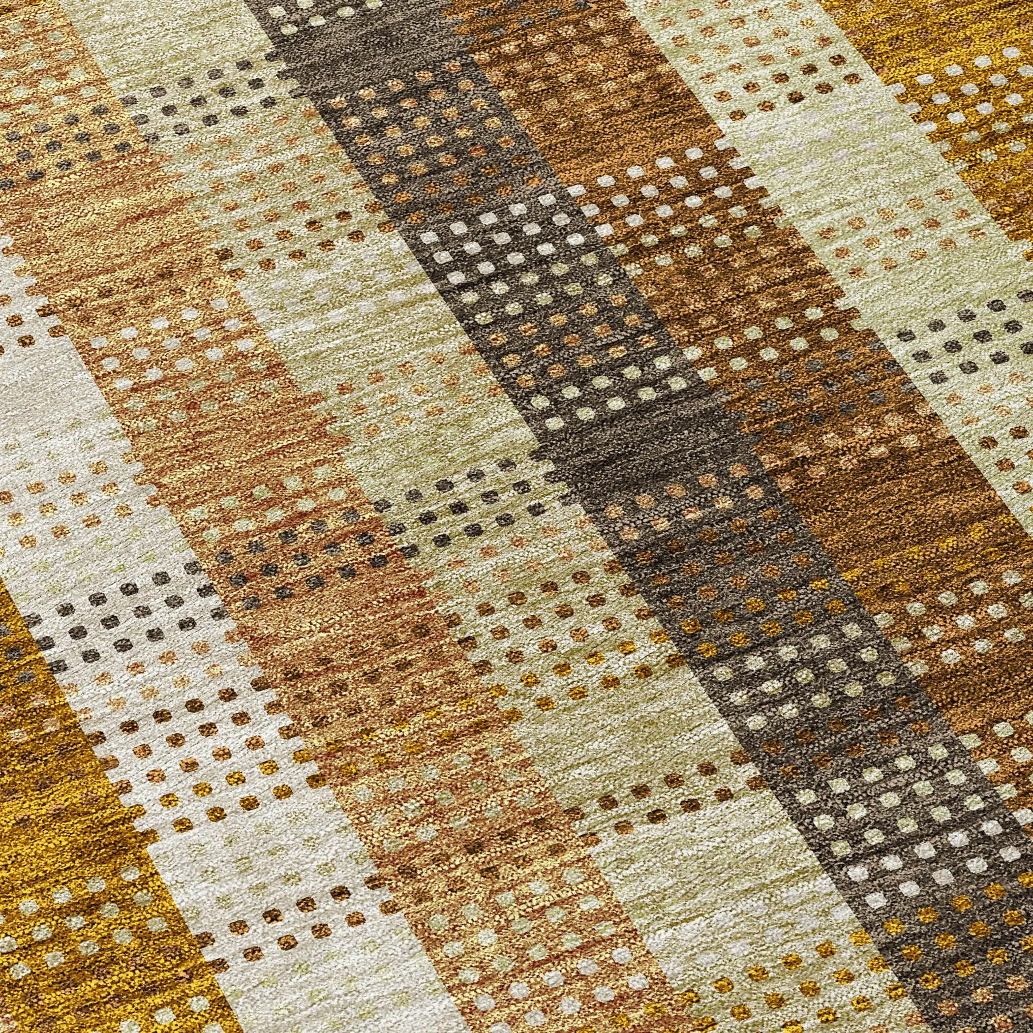 Machine Washable Indoor/ Outdoor Modern Plaid Chantille Rug