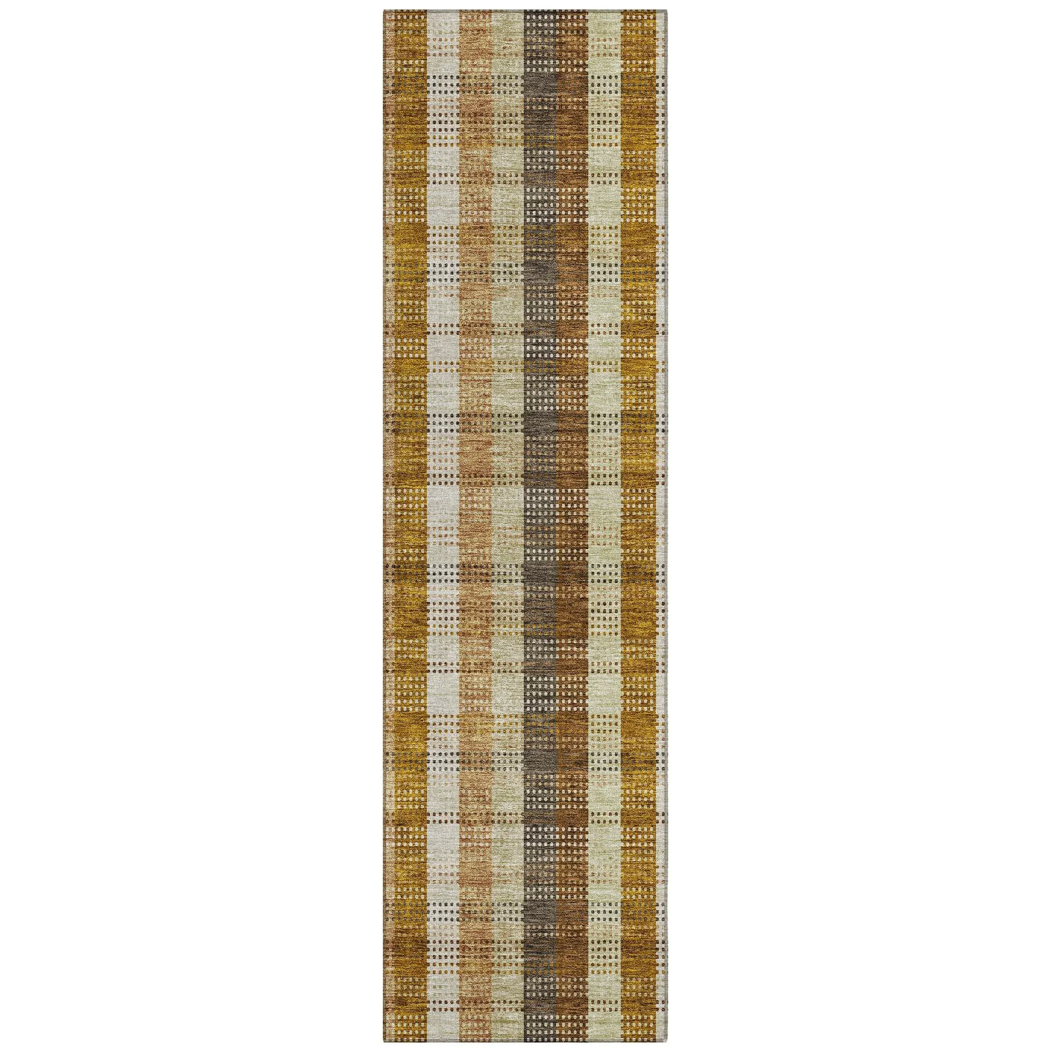 Machine Washable Indoor/ Outdoor Modern Plaid Chantille Rug