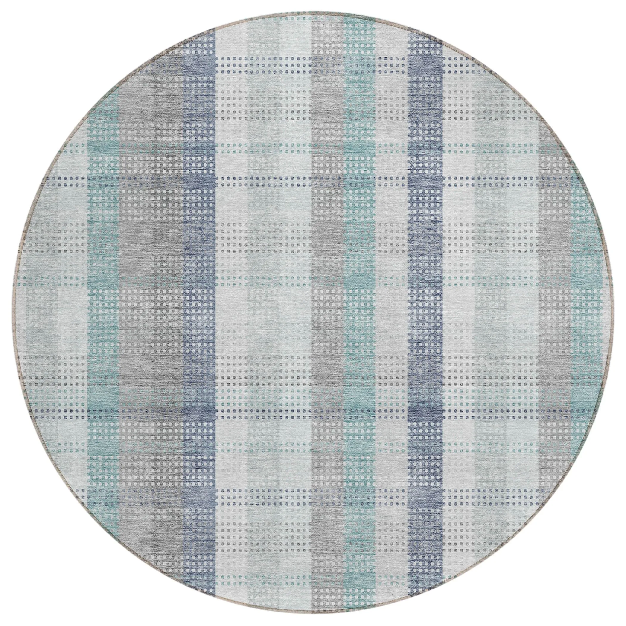 Machine Washable Indoor/ Outdoor Modern Plaid Chantille Rug