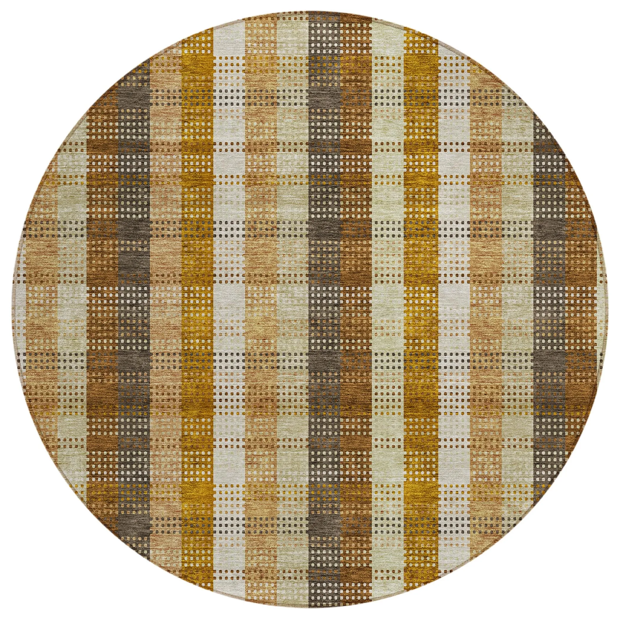 Machine Washable Indoor/ Outdoor Modern Plaid Chantille Rug