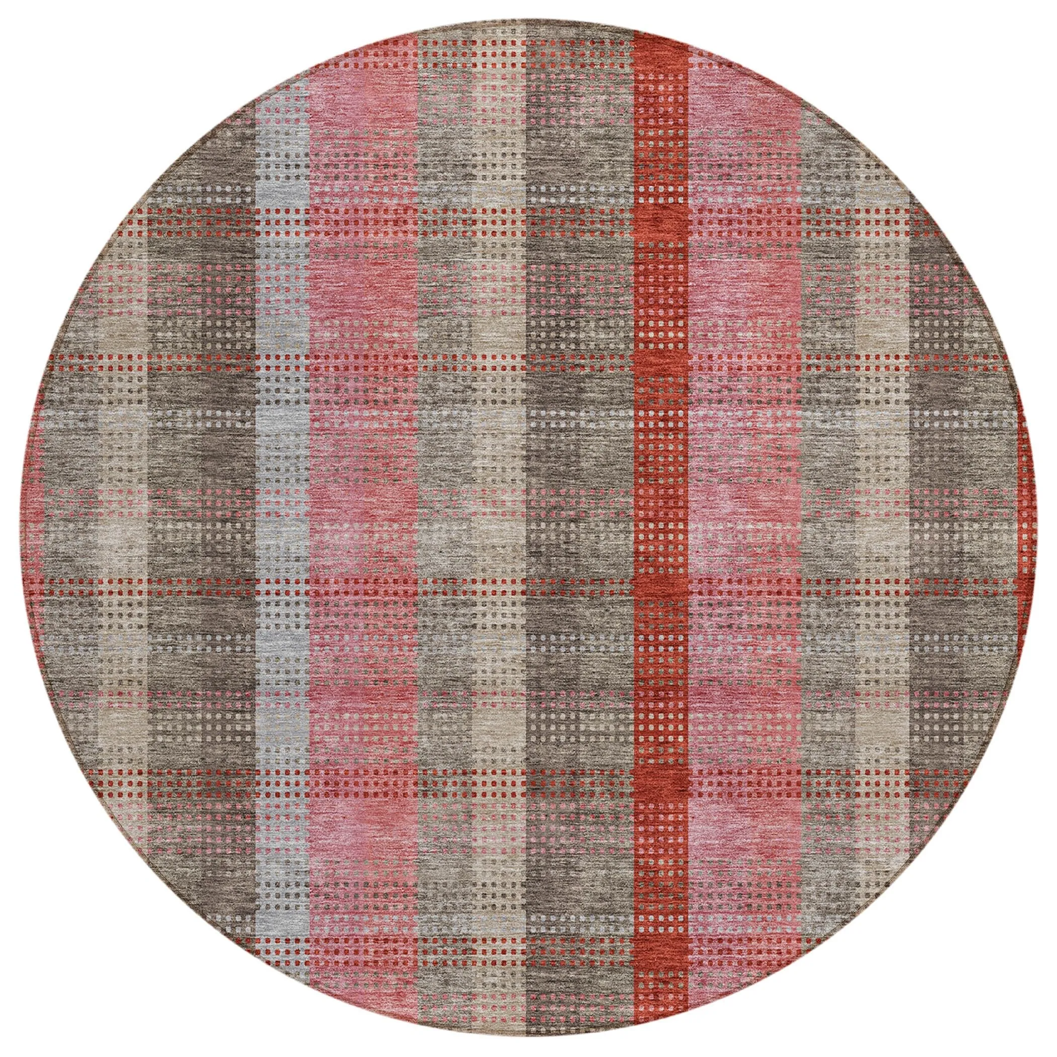 Machine Washable Indoor/ Outdoor Modern Plaid Chantille Rug