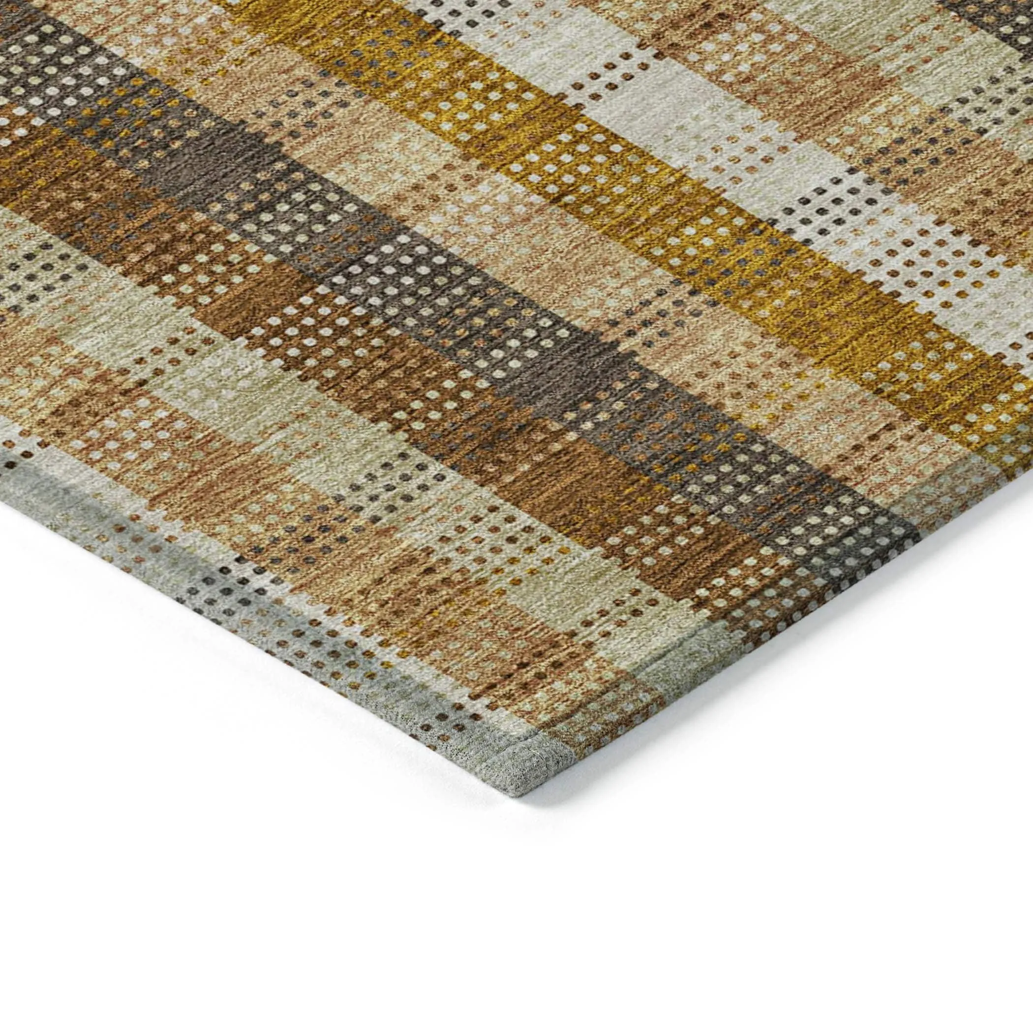 Machine Washable Indoor/ Outdoor Modern Plaid Chantille Rug
