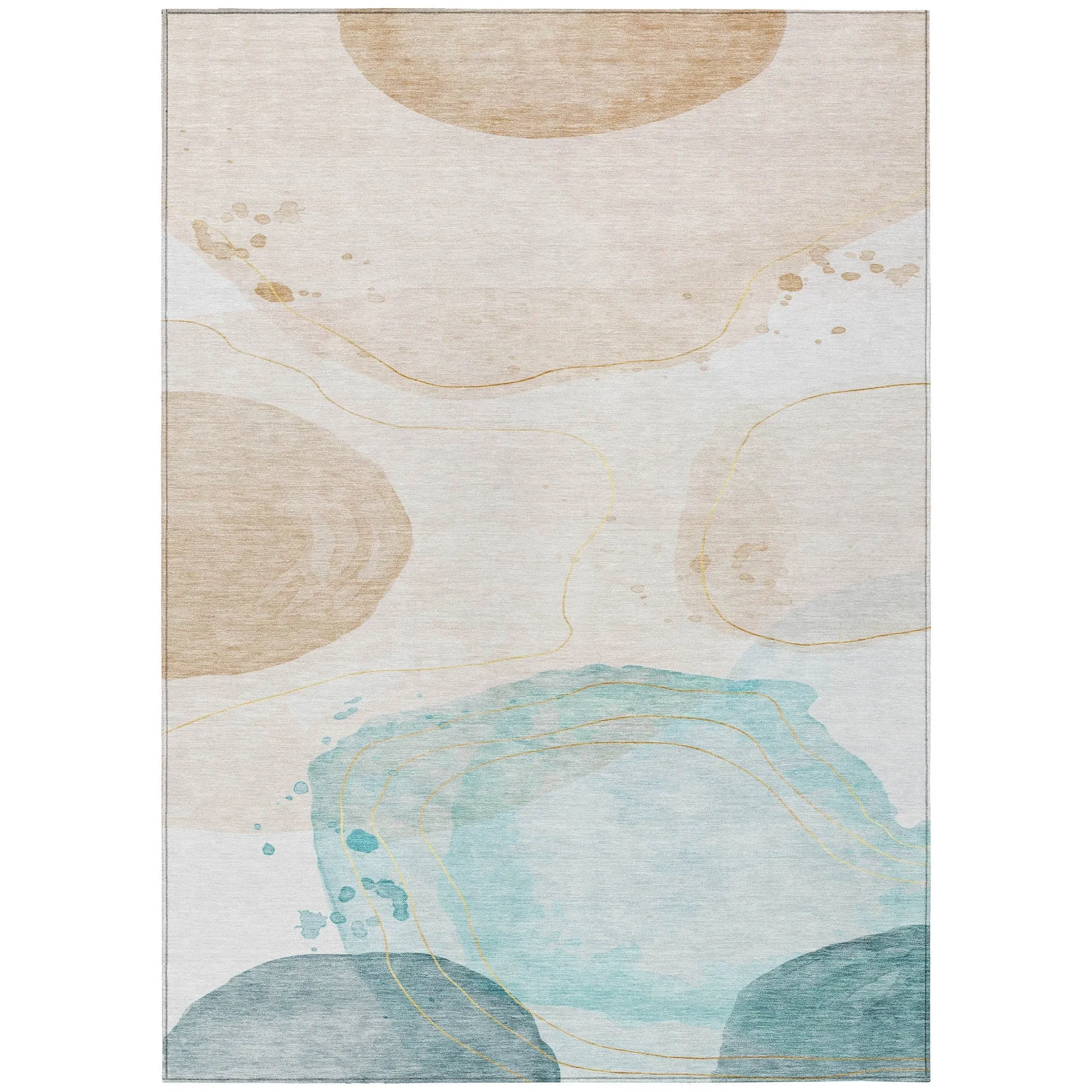 Machine Washable Indoor/ Outdoor Modern Shapes Chantille Rug