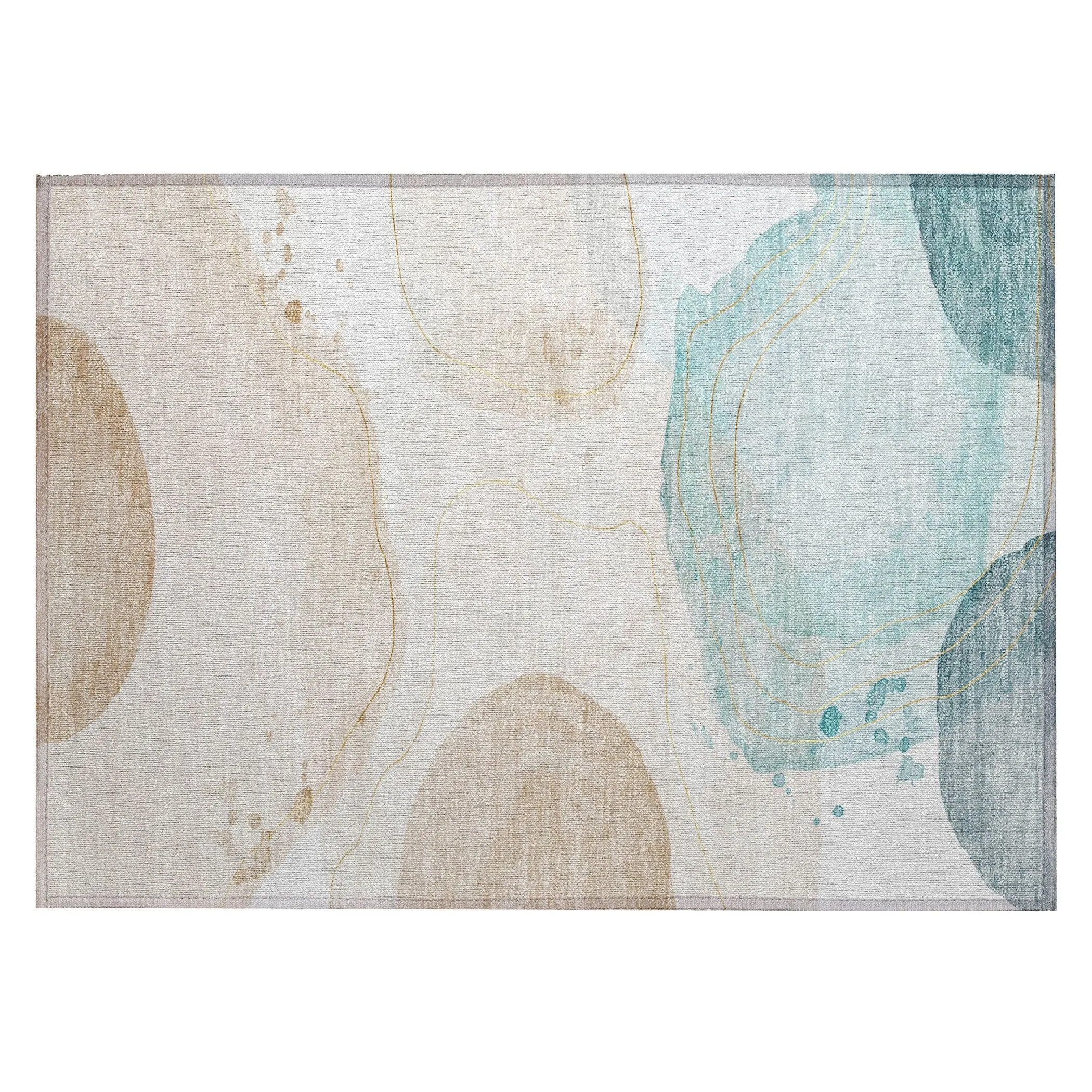 Machine Washable Indoor/ Outdoor Modern Shapes Chantille Rug