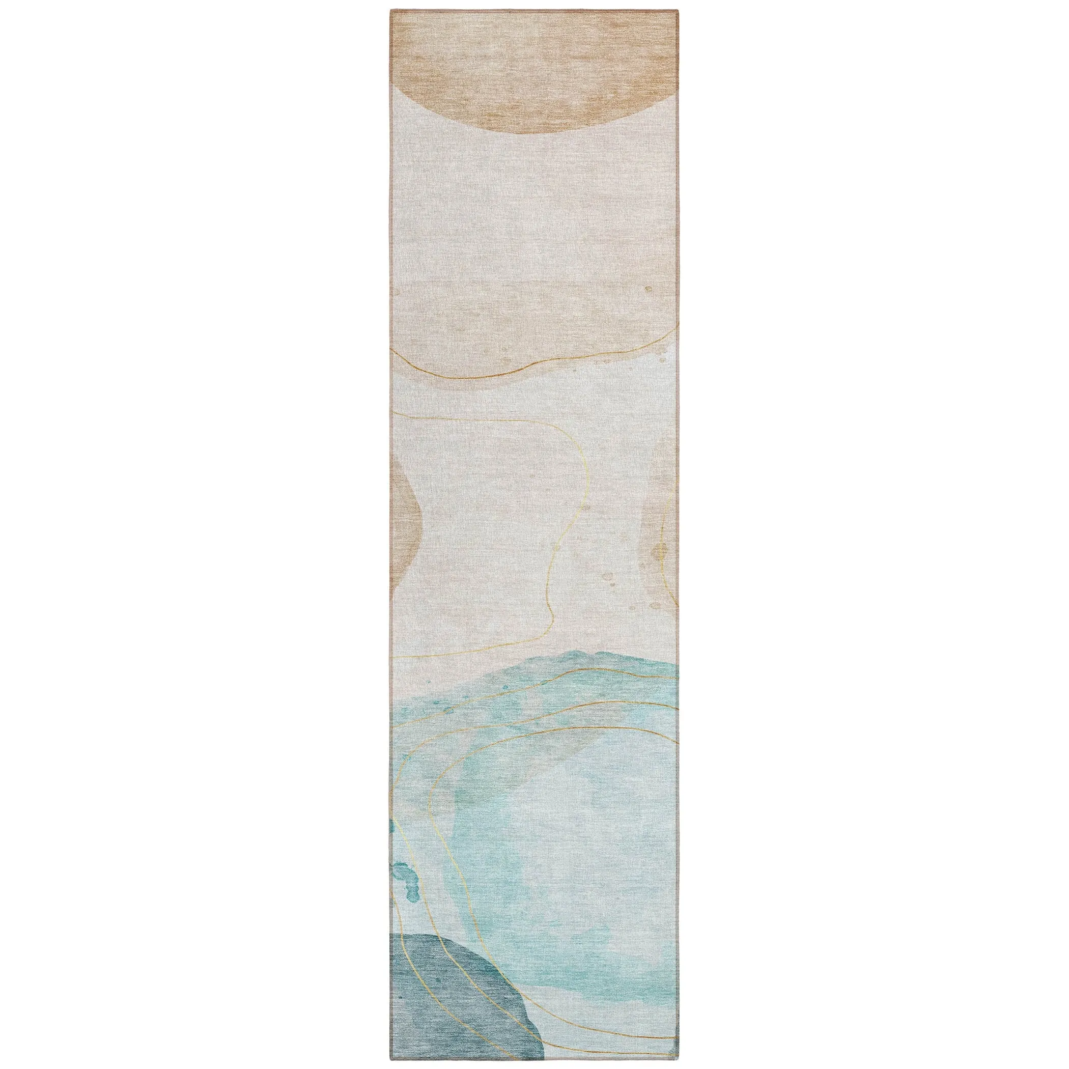 Machine Washable Indoor/ Outdoor Modern Shapes Chantille Rug
