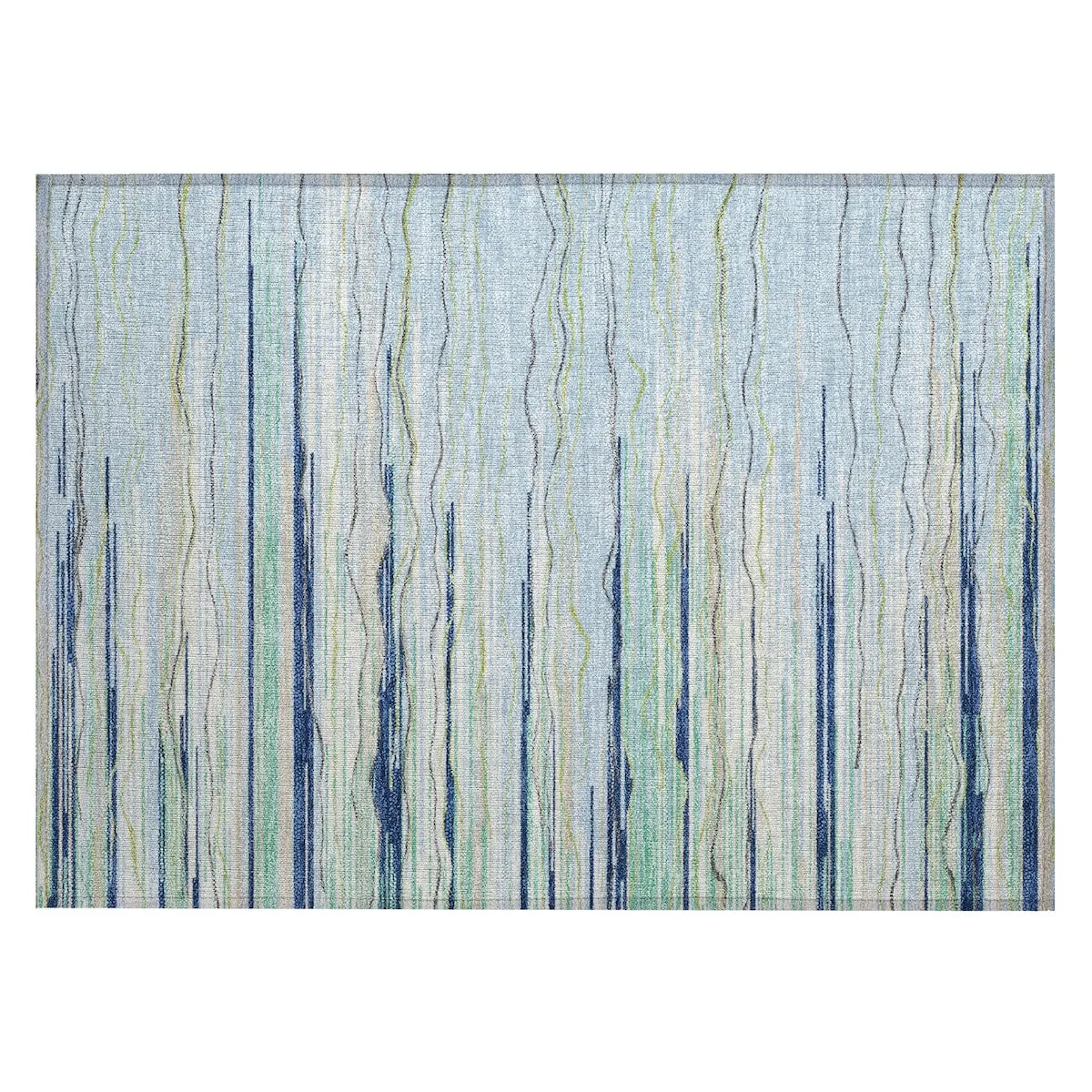 Machine Washable Indoor/ Outdoor Modern Stripe Chantille Rug