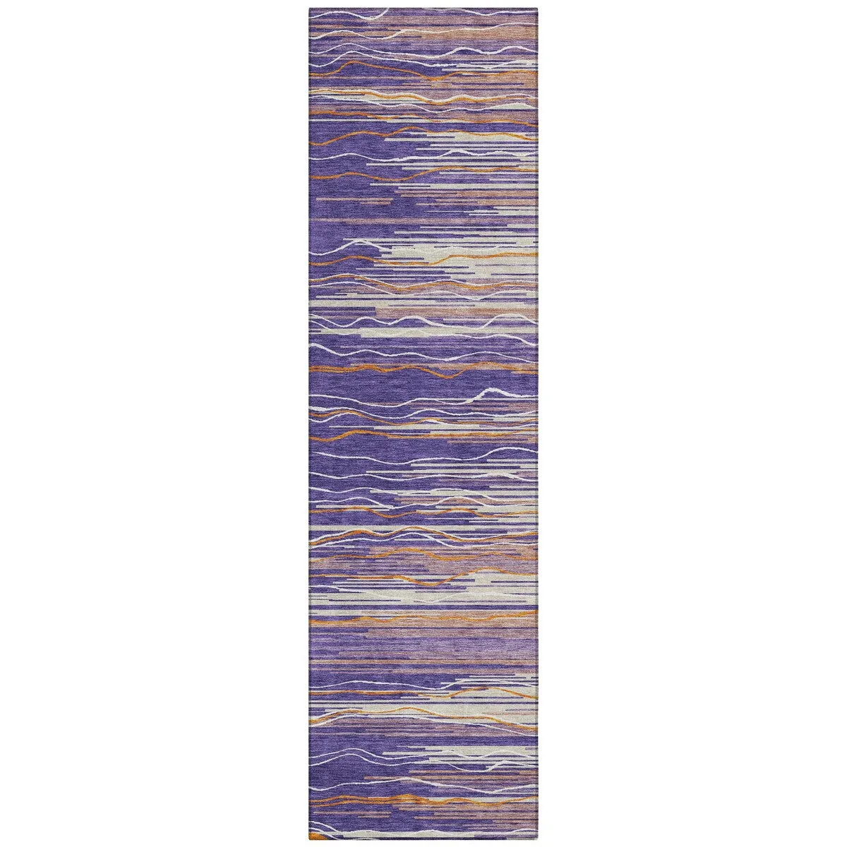 Machine Washable Indoor/ Outdoor Modern Stripe Chantille Rug