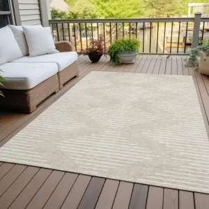 Machine Washable Indoor/ Outdoor Modern Stripe Chantille Rug