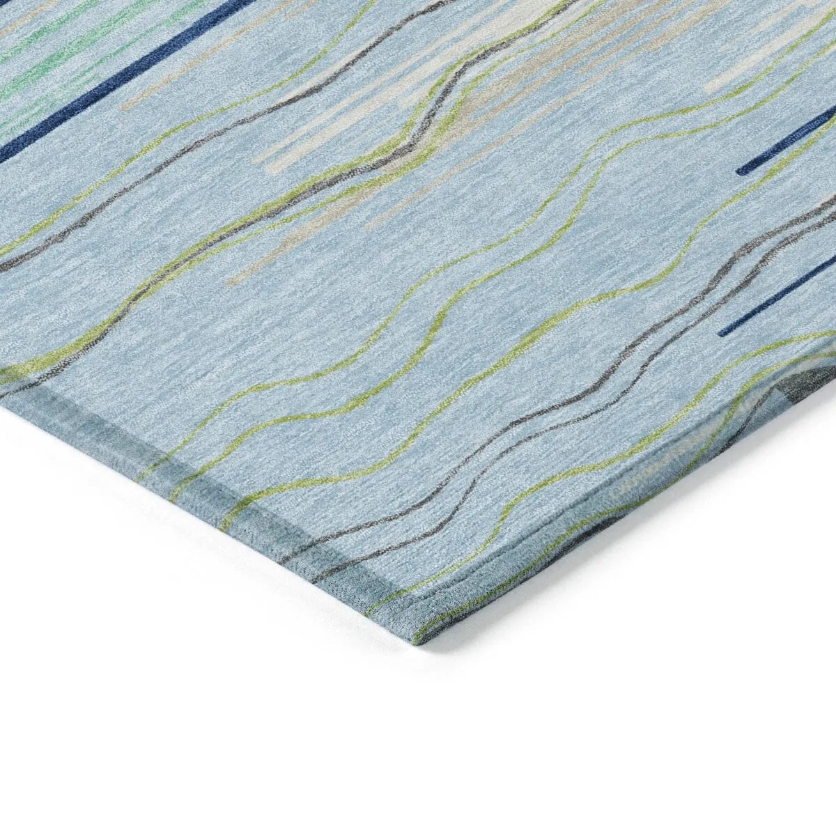 Machine Washable Indoor/ Outdoor Modern Stripe Chantille Rug