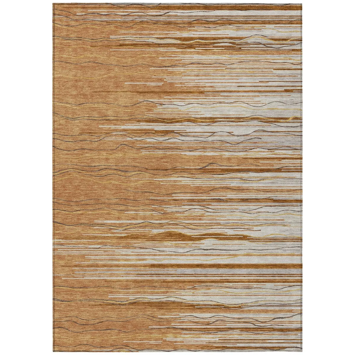 Machine Washable Indoor/ Outdoor Modern Stripe Chantille Rug