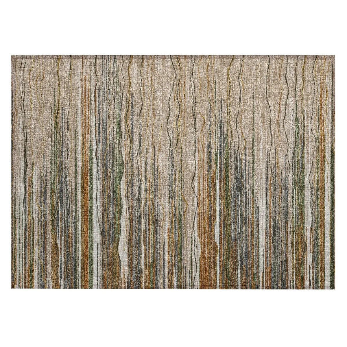 Machine Washable Indoor/ Outdoor Modern Stripe Chantille Rug