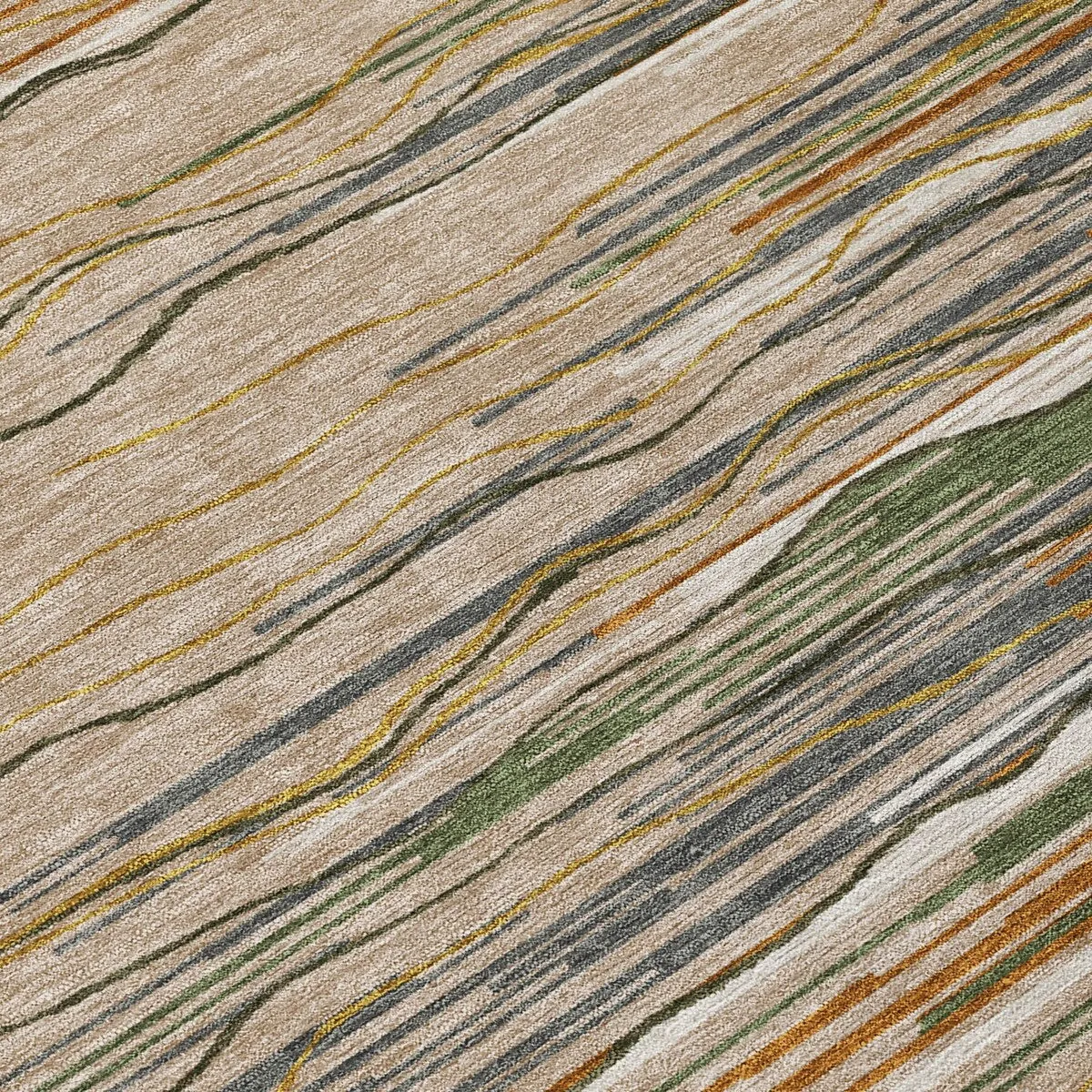 Machine Washable Indoor/ Outdoor Modern Stripe Chantille Rug