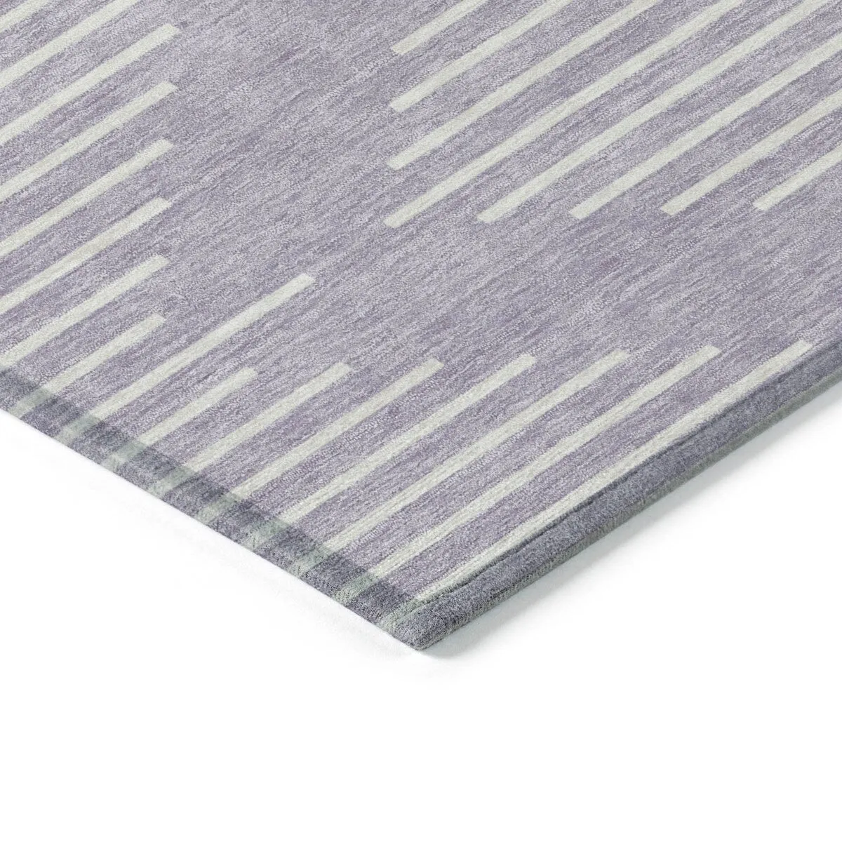 Machine Washable Indoor/ Outdoor Modern Stripe Chantille Rug