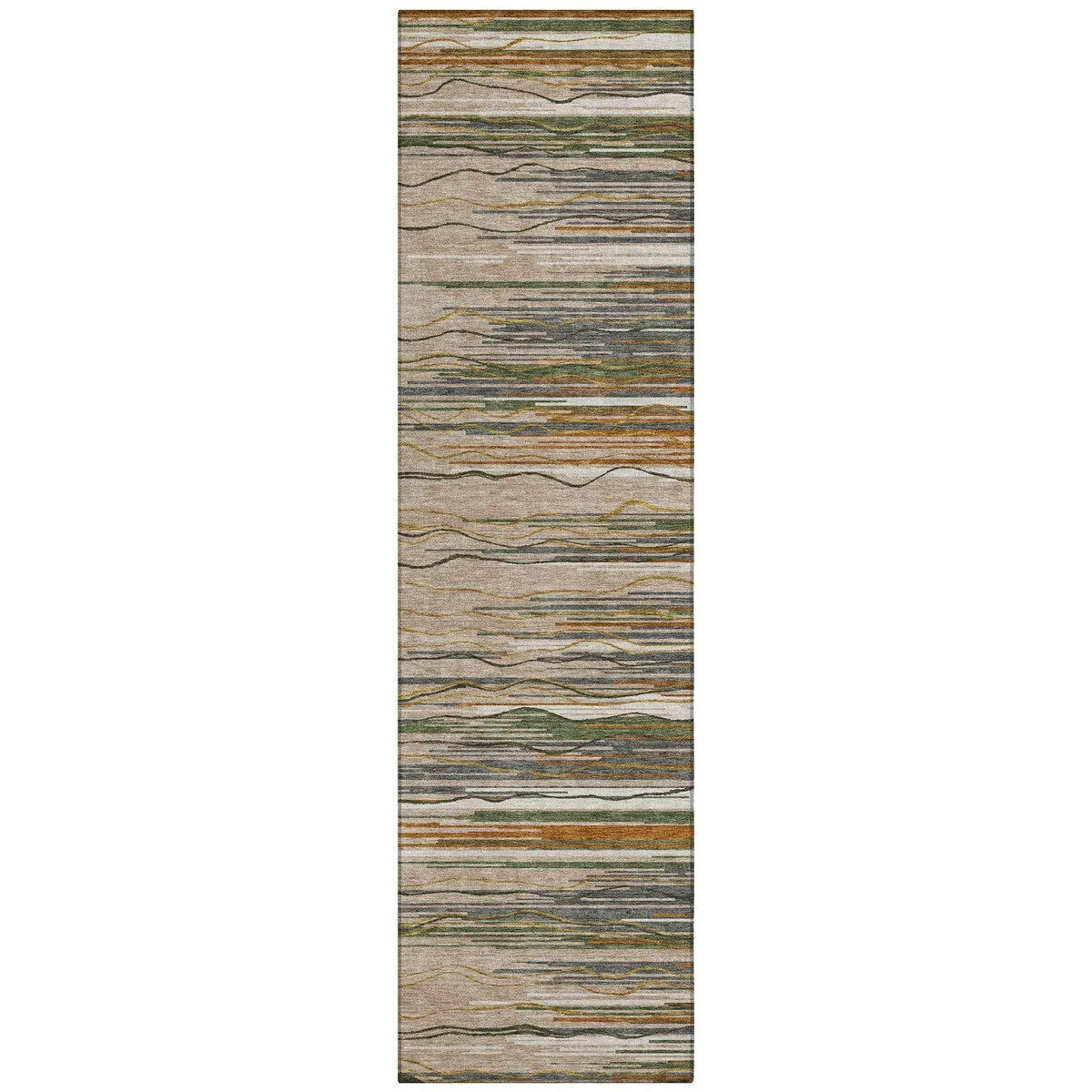Machine Washable Indoor/ Outdoor Modern Stripe Chantille Rug