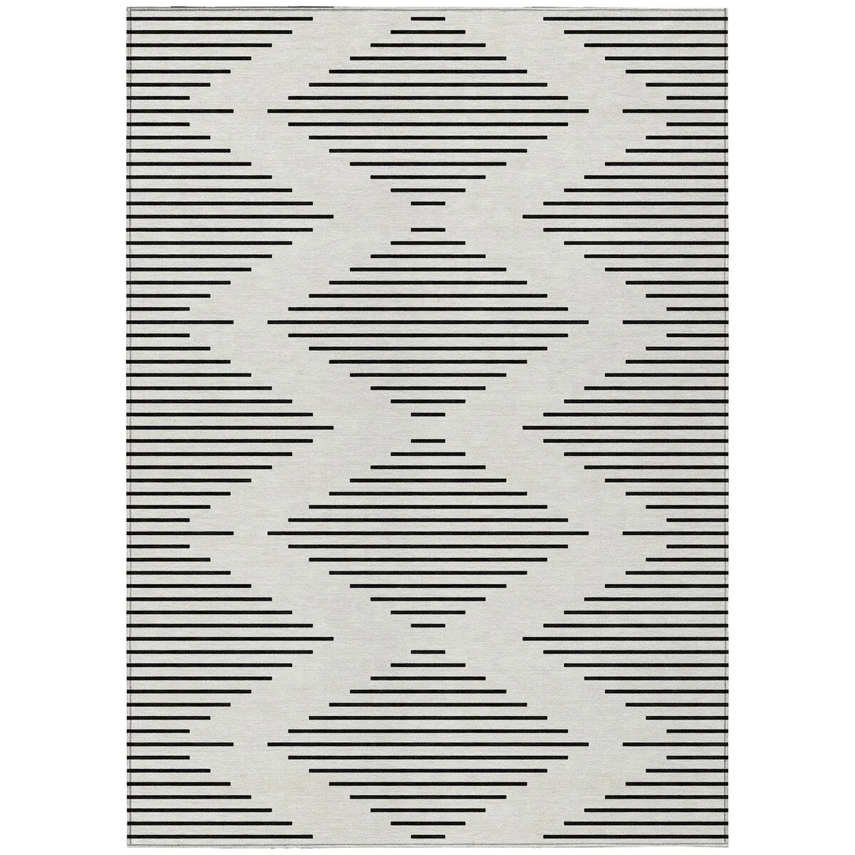 Machine Washable Indoor/ Outdoor Modern Stripe Chantille Rug