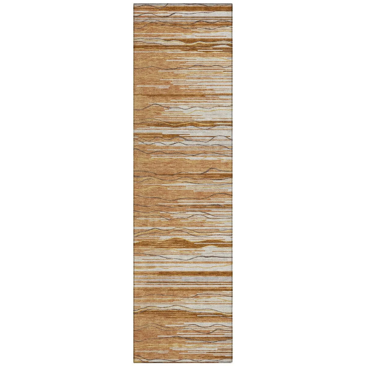 Machine Washable Indoor/ Outdoor Modern Stripe Chantille Rug