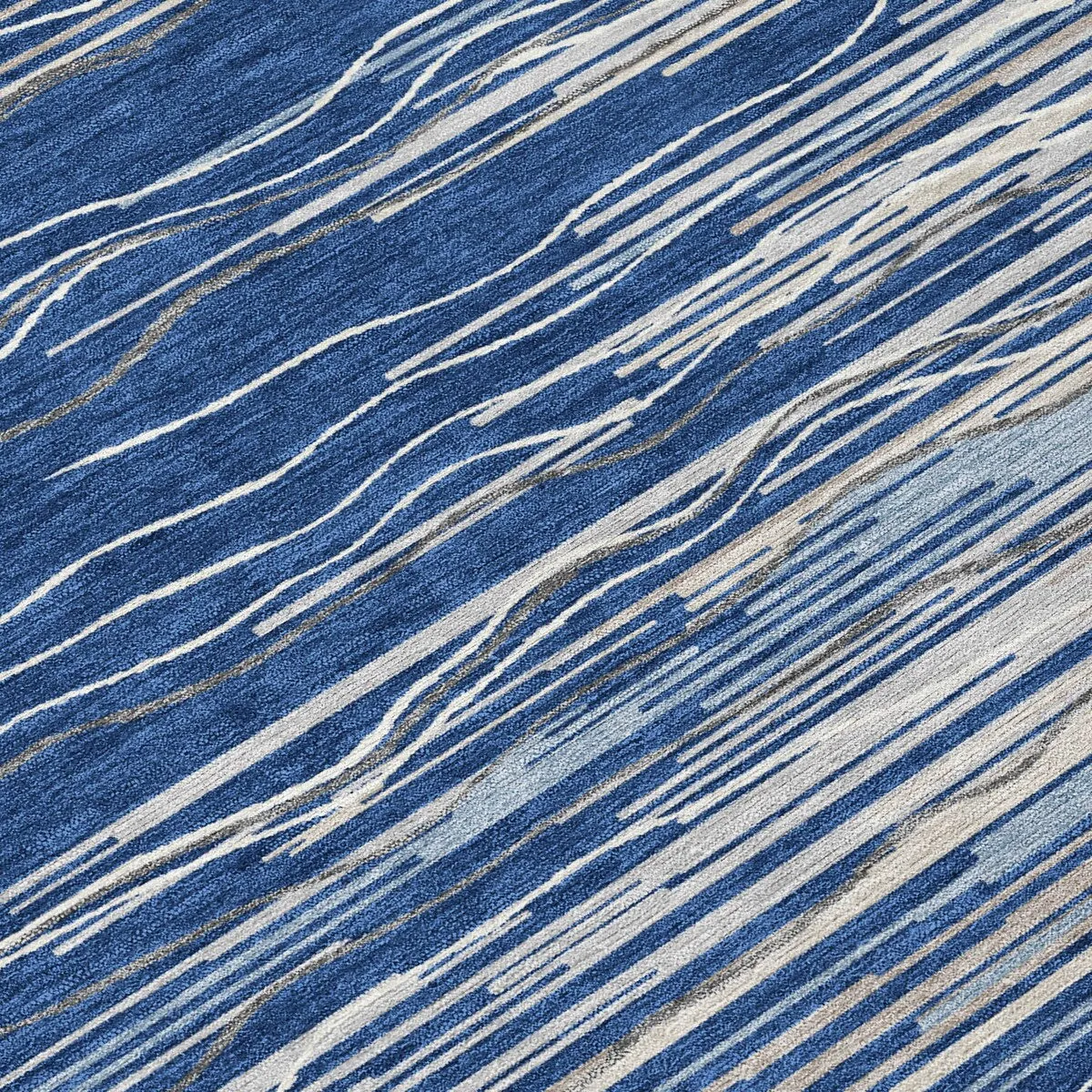 Machine Washable Indoor/ Outdoor Modern Stripe Chantille Rug