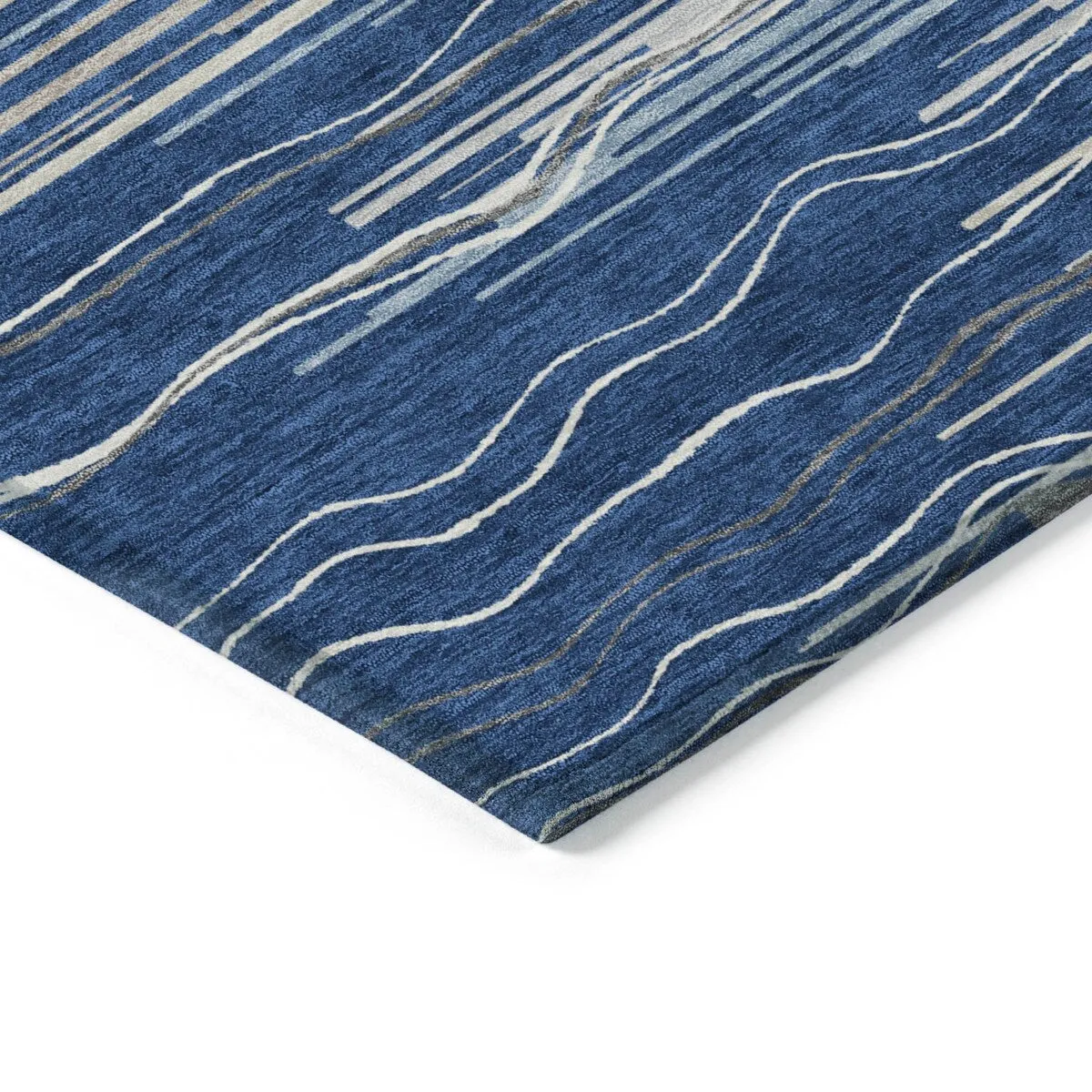 Machine Washable Indoor/ Outdoor Modern Stripe Chantille Rug