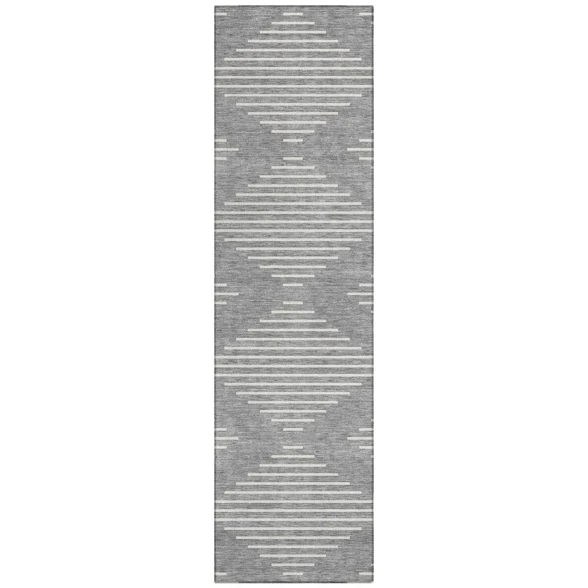 Machine Washable Indoor/ Outdoor Modern Stripe Chantille Rug