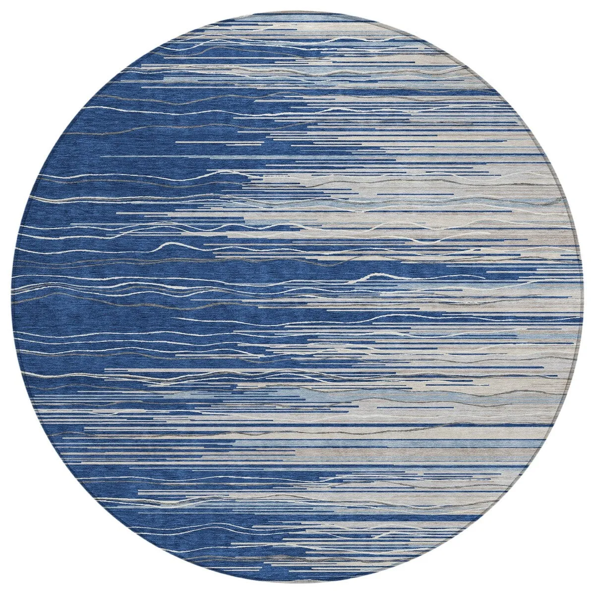 Machine Washable Indoor/ Outdoor Modern Stripe Chantille Rug